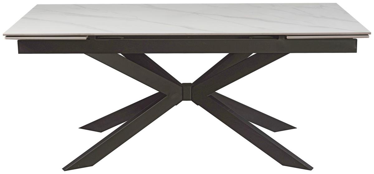 Ausziehtisch Leon Weiß ca. 180-260x90x76cm - Schwarz/Weiß, MODERN, Keramik/Metall (180-260/90/76cm) - Premium Living