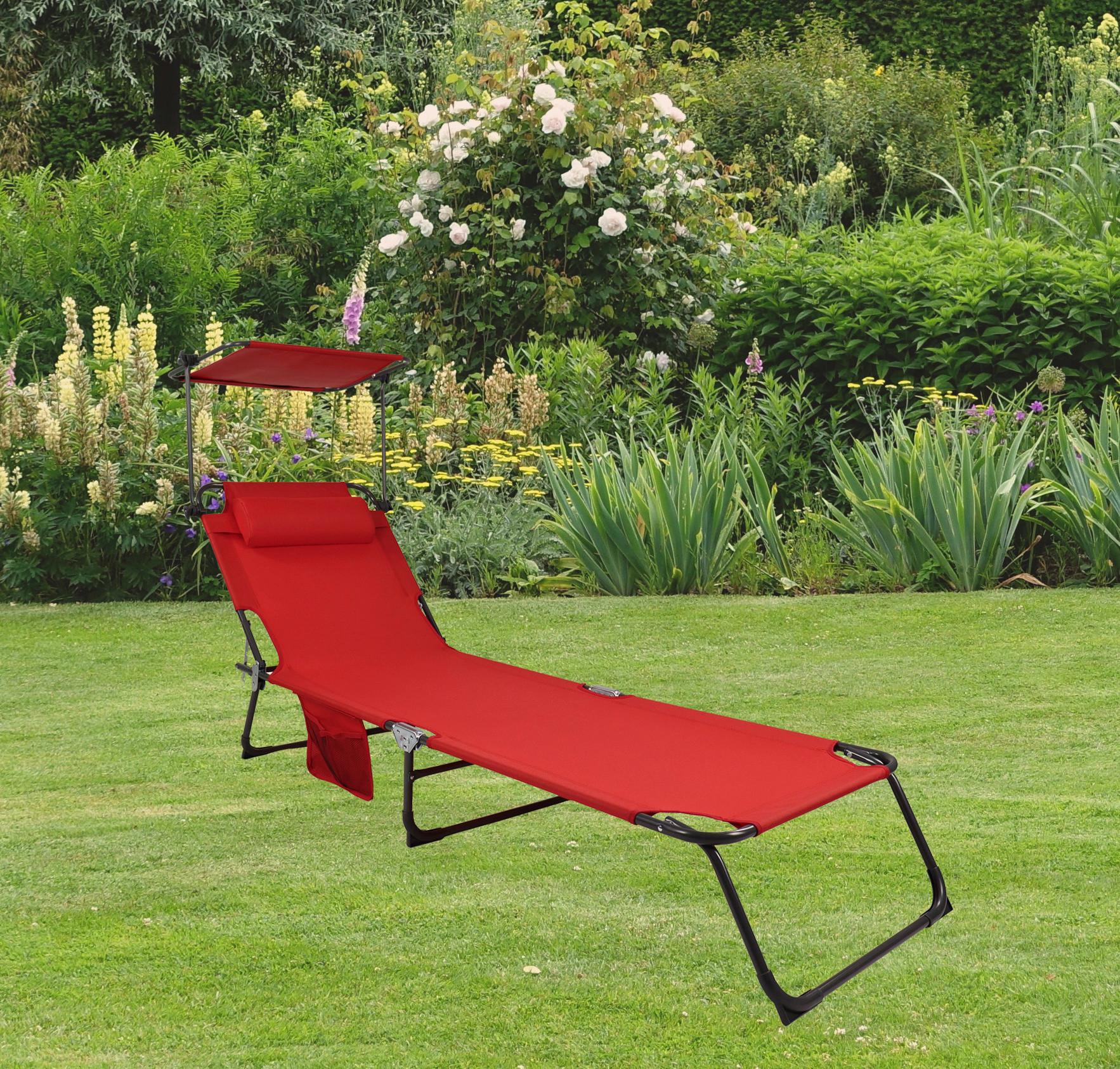 Vrtni Ležalnik Bindox L, Rdeča - rdeča, Moderno, kovina/umetna masa (55/24/185cm) - Ambia Garden