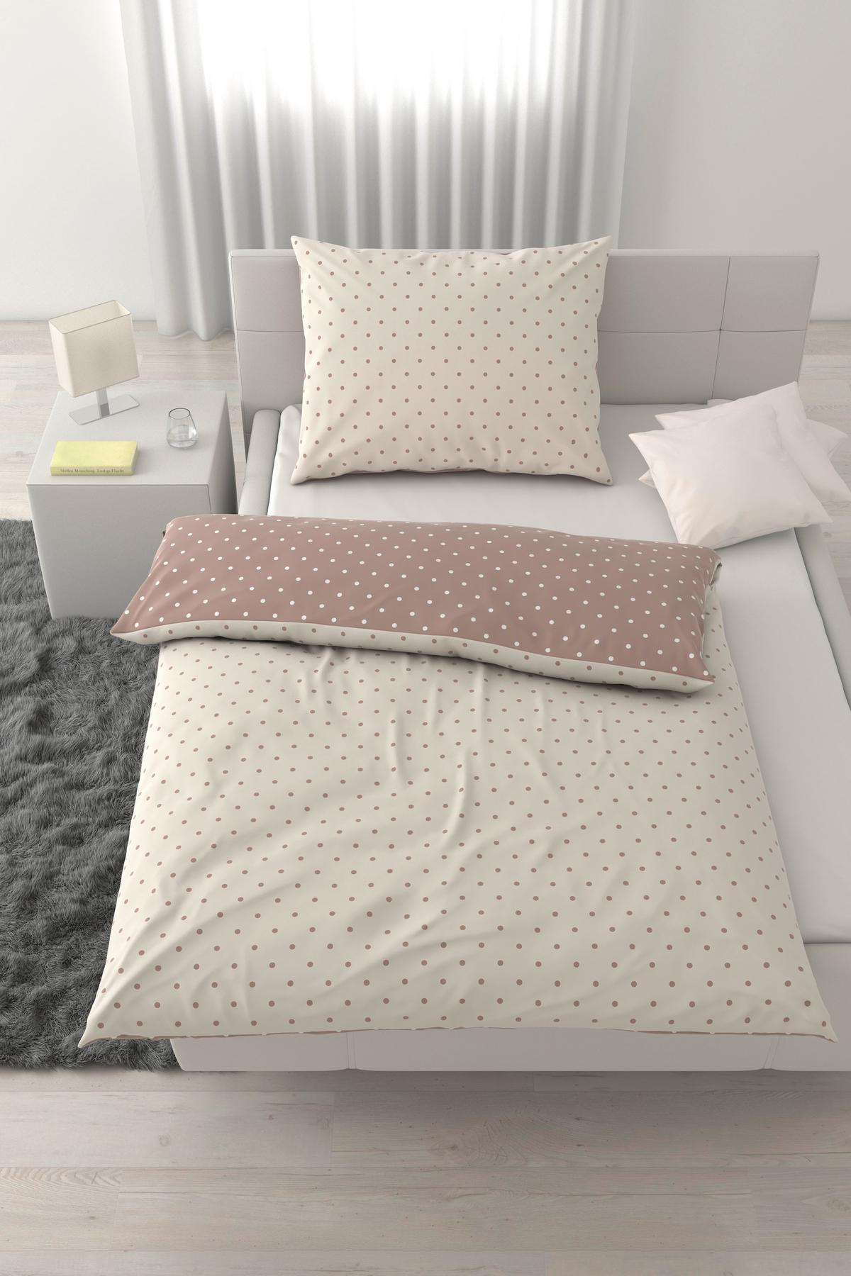 BETTWÄSCHESET DOTS - Taupe/Creme, Modern, Textil (160/210cm) - Mömax