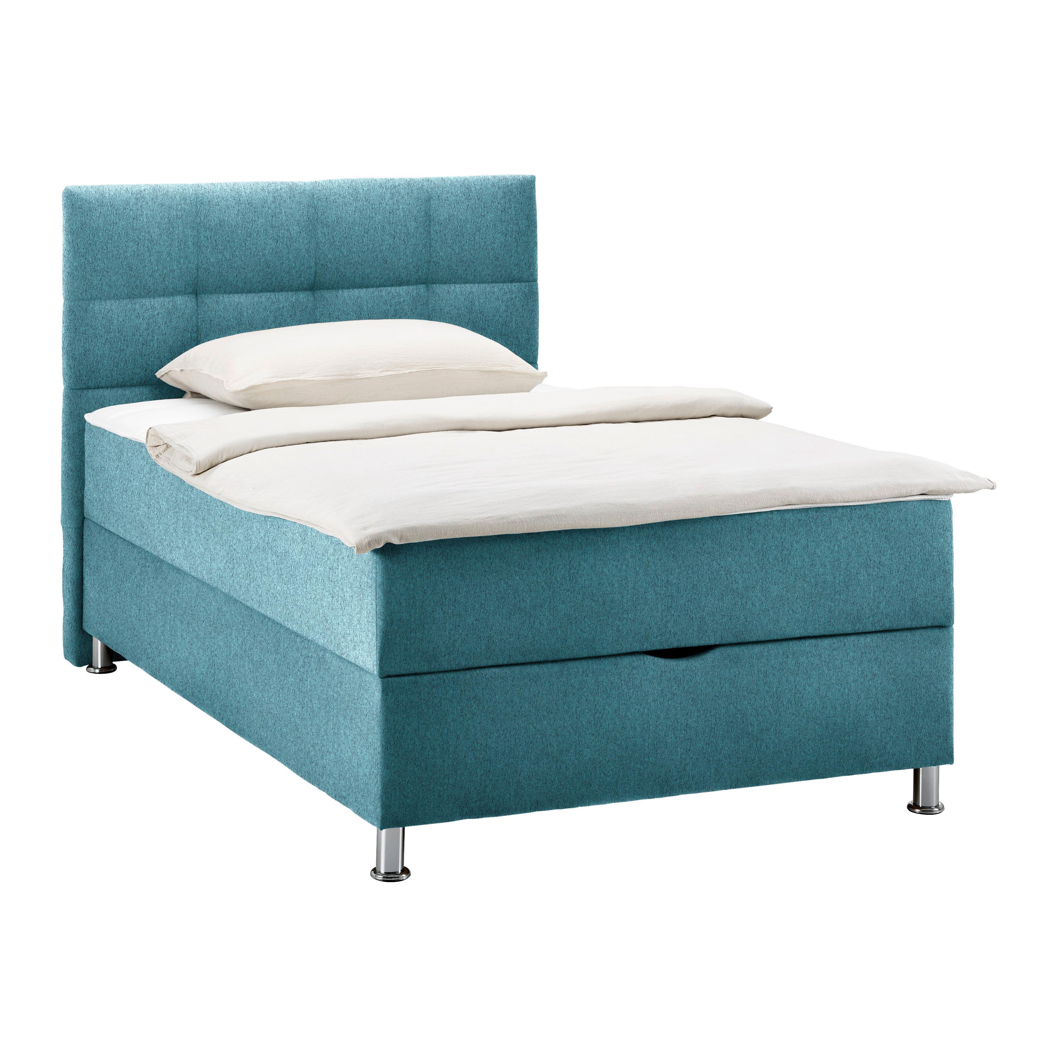 Box Krevet Oviedo - tirkizna/boje kroma, Konvencionalno, tekstil (120/200cm) - Mömax