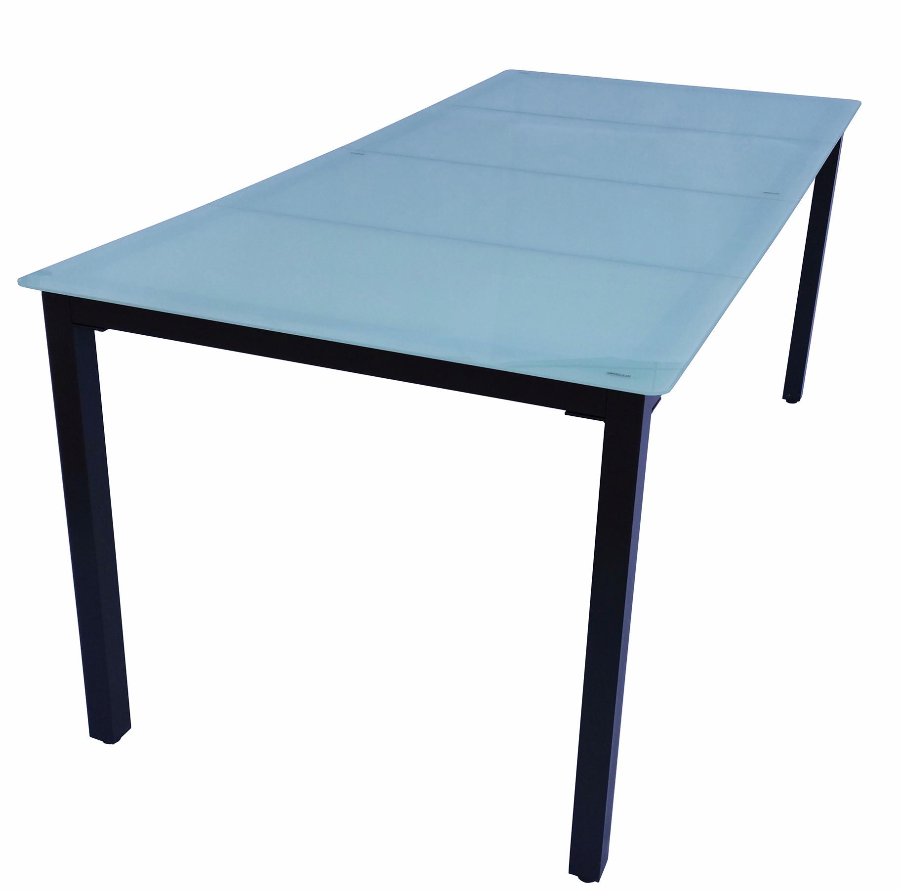 Vrtna Miza Gardenson, Aluminij, Steklo, 190x80 - črna, Basics, kovina/steklo (190/80/73cm) - Gardenson