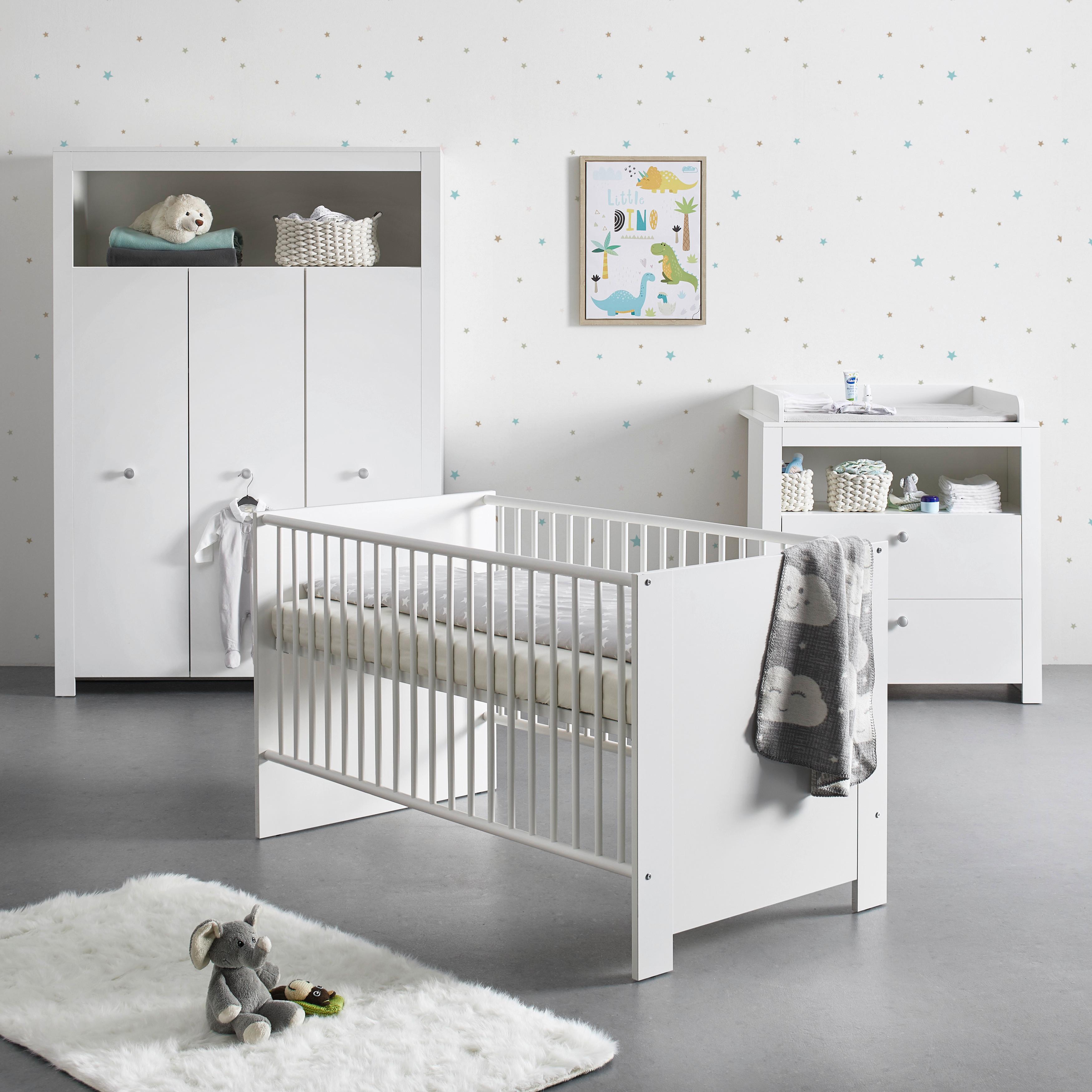 Babyzimmer Olivia Weiß - Weiß, KONVENTIONELL (334/186/266cm) - Bessagi Kids