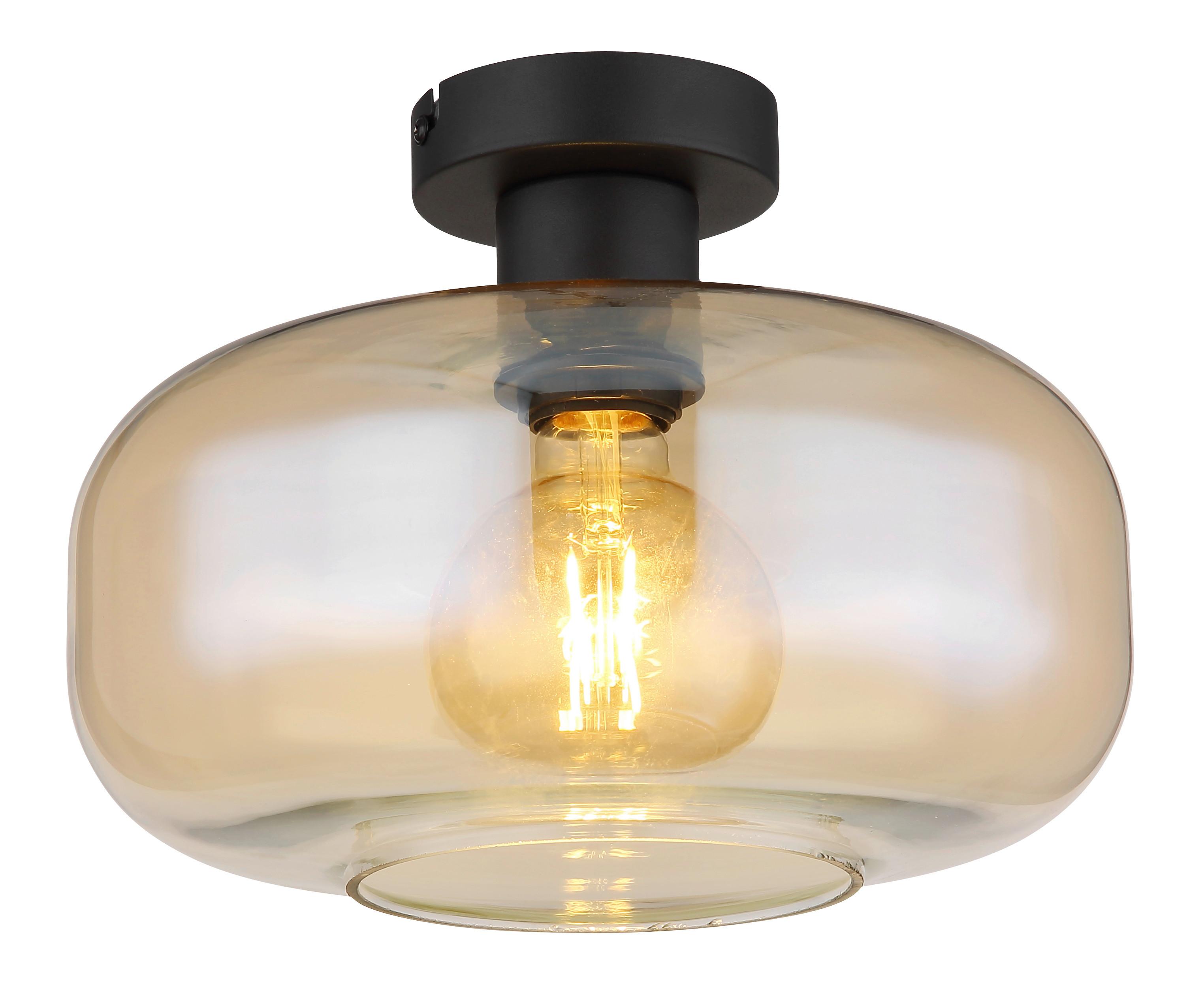 TAKLAMPA ZIRLOP - bärnstensfärgad/svart, Modern, metall/glas (28/20,5cm) - Mömax