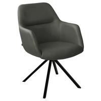 KRZESŁO Z PODŁOKIETNIKAMI VENEDIG - antracytowy/czarny, Design, skóra/metal (57/85,5/65cm) - Voleo