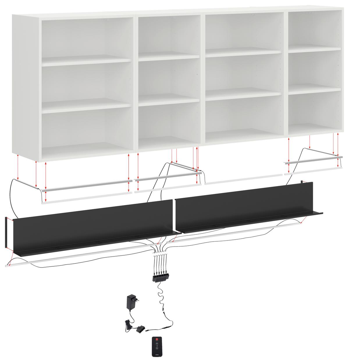 Polcos Elem Regbel-LED-2x105 - fekete, Basics, fém (105/11/20cm) - Visiona