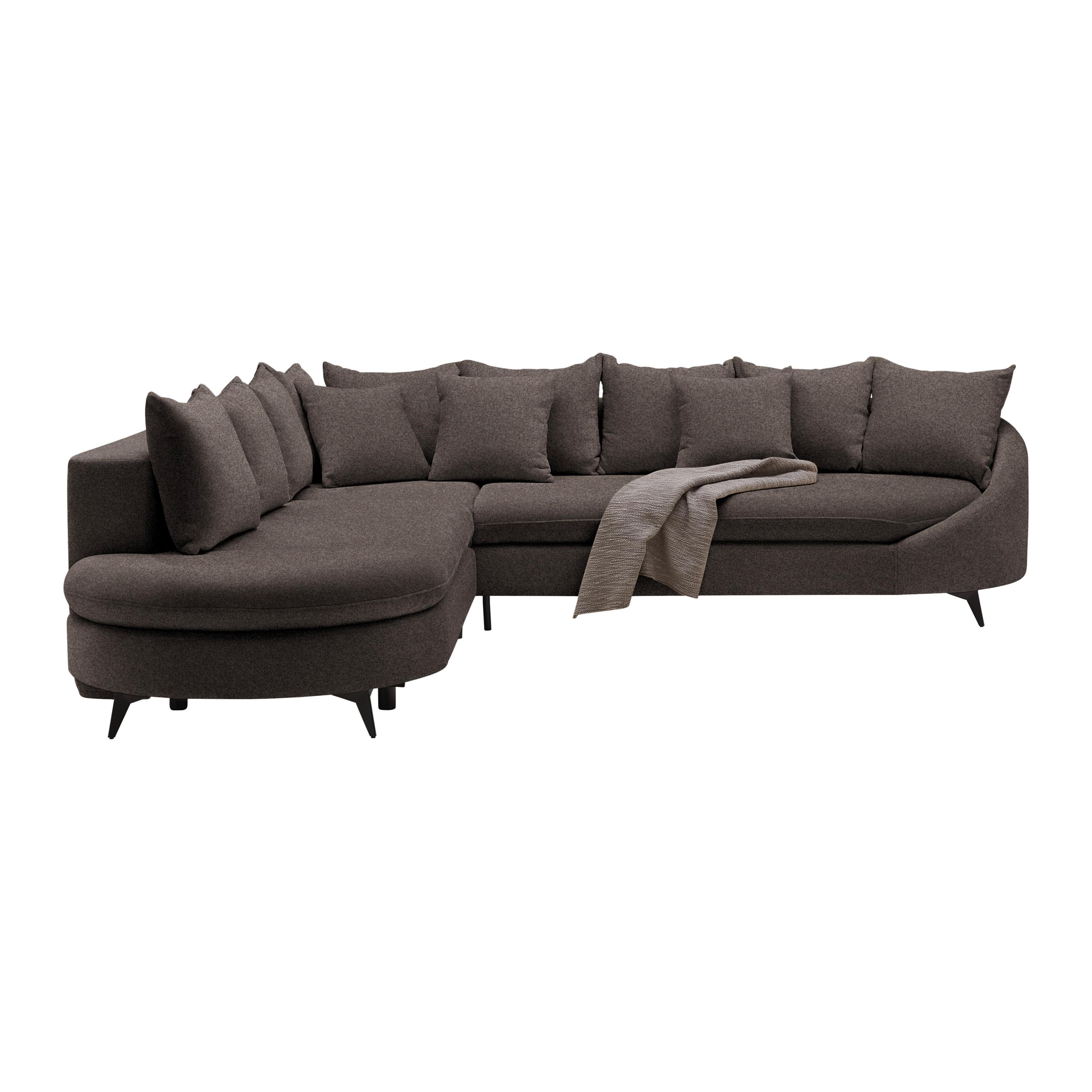 Ecksofa Axel Mokka - Schwarz/Mokka, MODERN, Textil/Metall (291/250cm) - Mömax