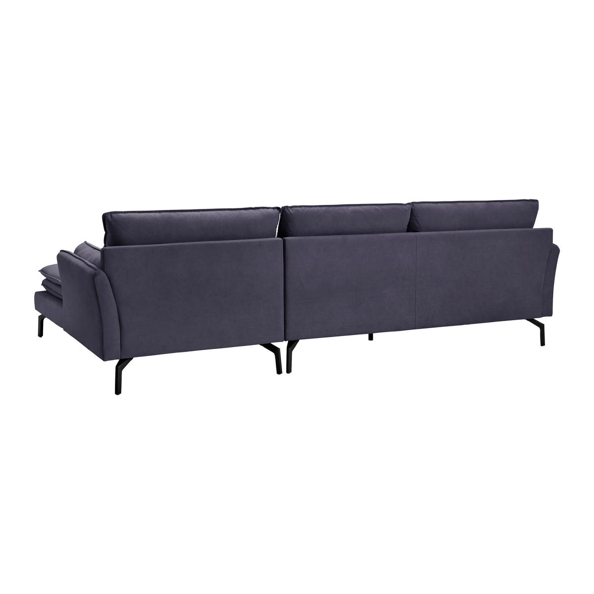 canapé d'angle in Grau Samt - gris/noir, Modern, métal/textile (296/86/170cm) - Bessagi Home