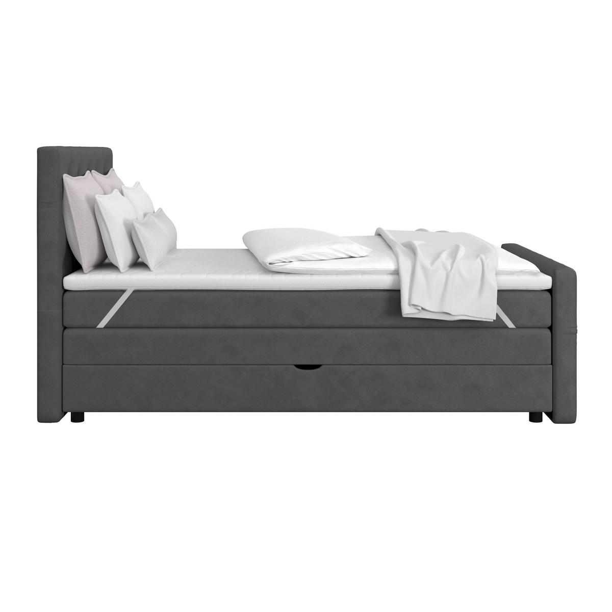 Boxspring Krevet Elio - boje grafita/bež, Romantično / ladanjski, tekstil/plastika (140/200cm) - Modern Living