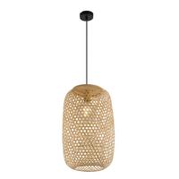 Hängeleuchte Mirena max. 60 Watt - Schwarz/Naturfarben, Naturmaterialien/Textil (31/135cm)