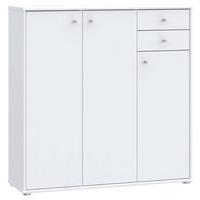 Komoda Tempra 2, Bela - bela/barve aluminija, Design, leseni material (108,8/111,1/34,8cm)