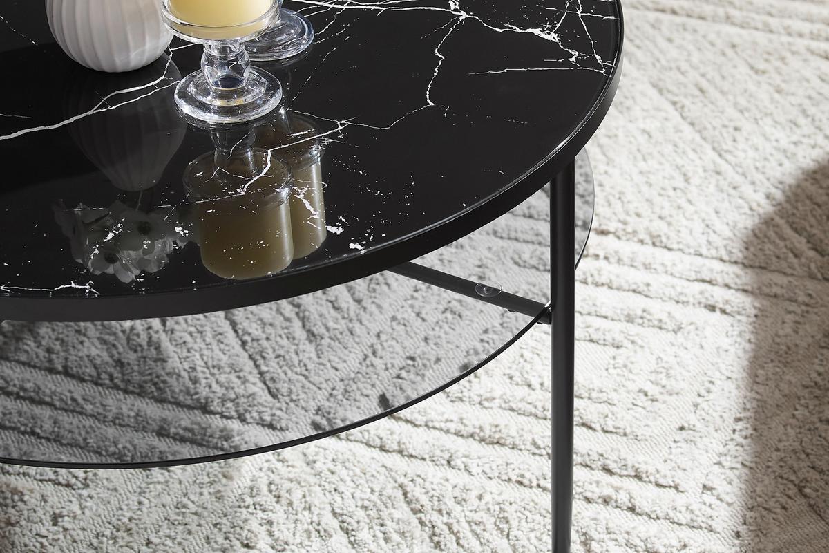 Klubska Miza Marble, Črna - črna, Design, kovina/steklo (81/45cm) - Livetastic