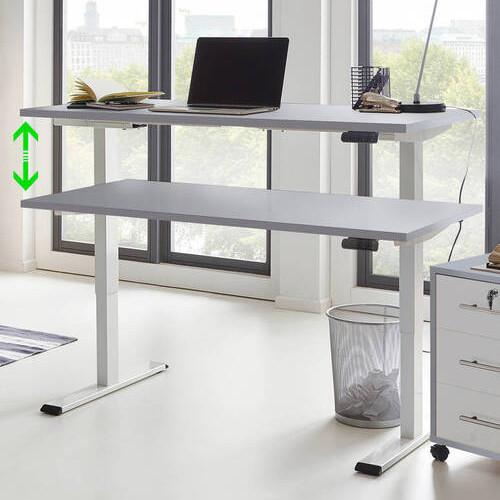 Schreibtisch Office Edition Grau/Weiß - Weiß/Grau, MODERN, Holzwerkstoff/Metall (138/67/69-119cm) - MID.YOU