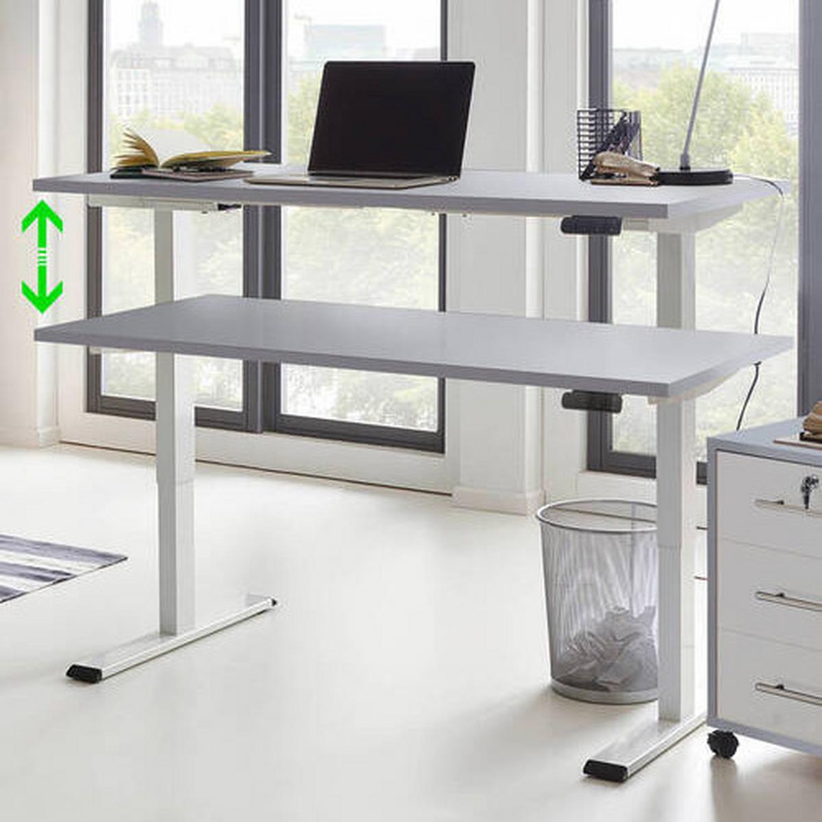 Schreibtisch Office Edition Grau/Weiß - Weiß/Grau, MODERN, Holzwerkstoff/Metall (138/67/69-119cm) - MID.YOU