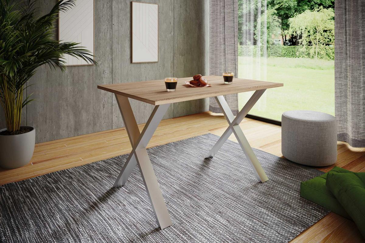 Jedilna Miza Xona, Hrast, Srebrna - srebrne barve/hrast sonoma, Basics, kovina/leseni material (140/50/76cm) - MID.YOU