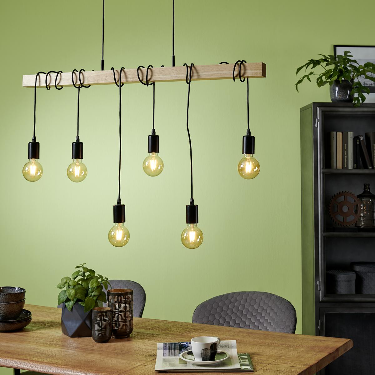 LAMPA WISZĄCA 78845 TOWNSHEND *SBM* - czarny/brązowy, Lifestyle, metal/drewno (100cm) - Marama