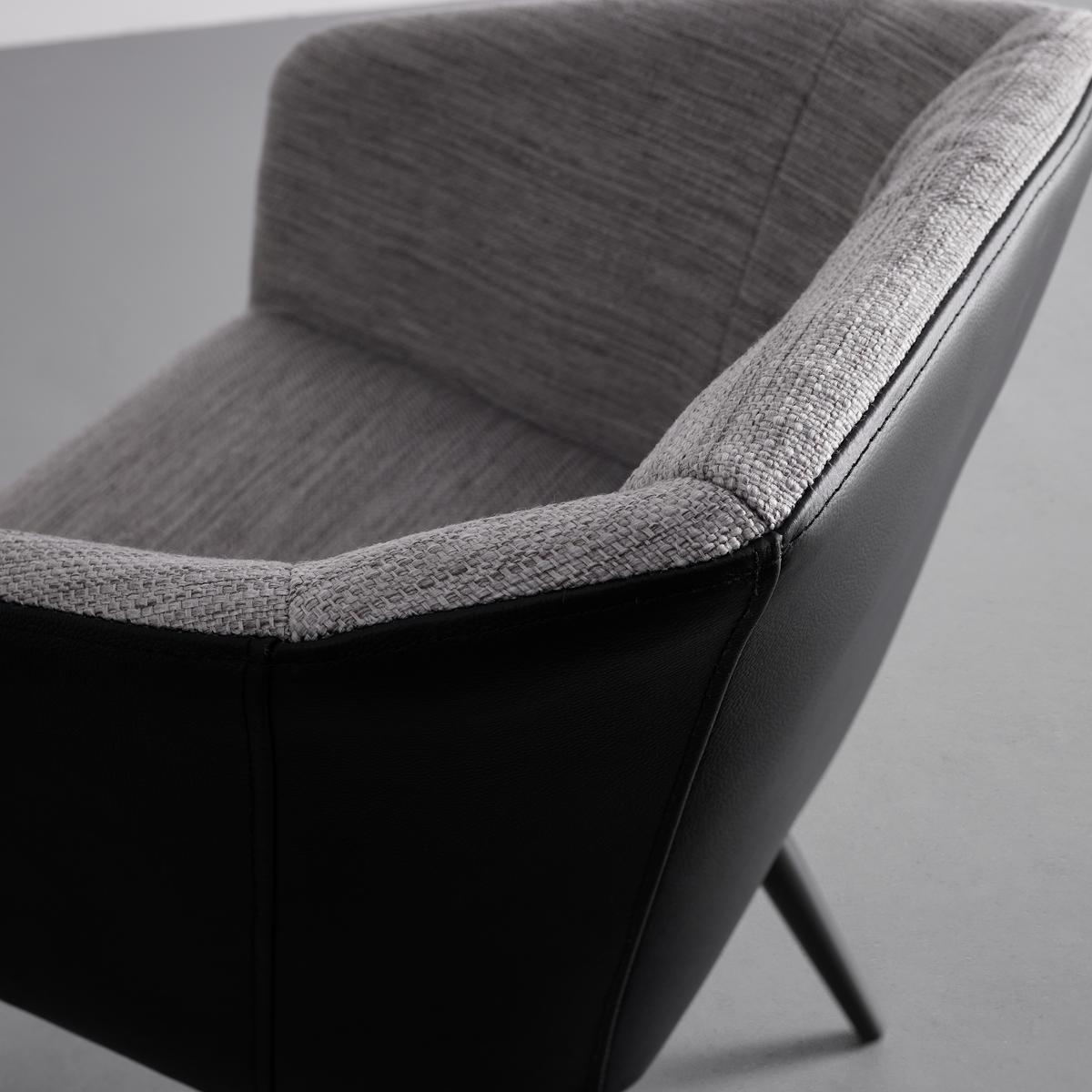 KRZESŁO Z PODŁOKIETNIKAMI BIANCO - czarny/szary, Modern, skóra/metal (55,5/75,5/58cm) - Bessagi Home