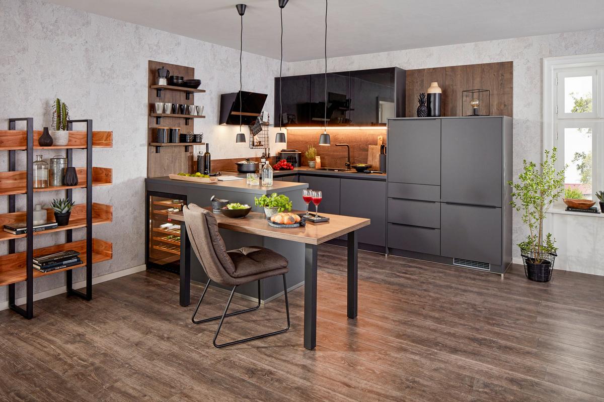 Einbauküche IP3150 - Graphitfarben, MODERN, Holzwerkstoff (255/305cm) - Impuls