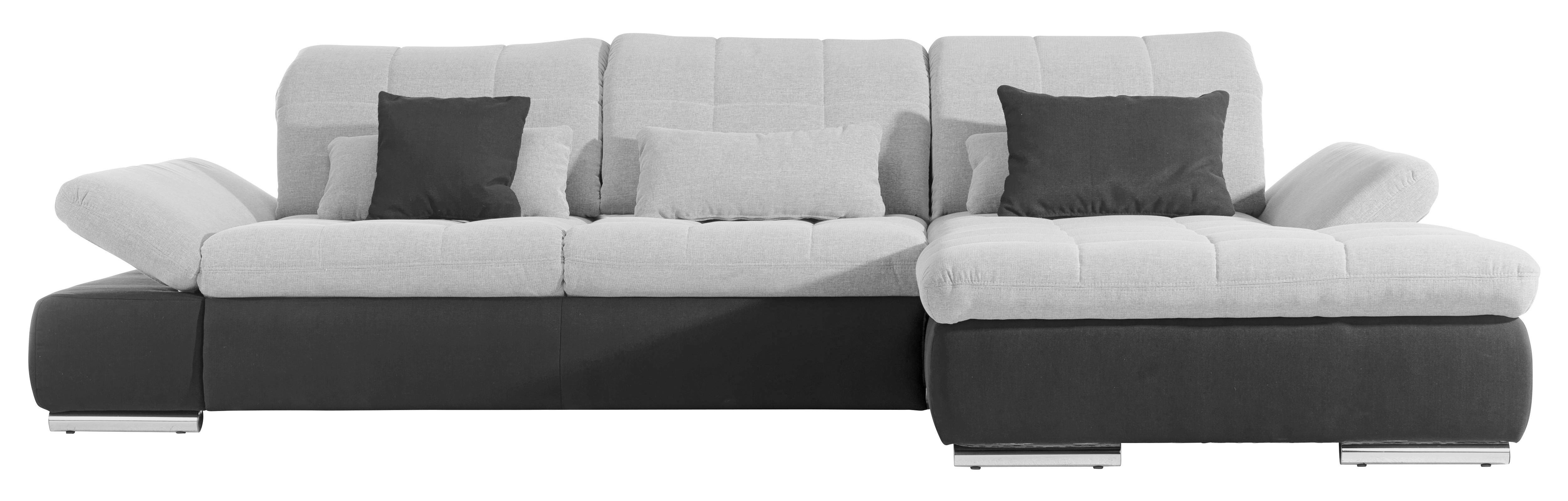 DUŻY NAROŻNIK SANFINO - jasnoszary/czarny, Konventionell, materiał drewnopochodny/metal (305/96/199cm) - Premium Living