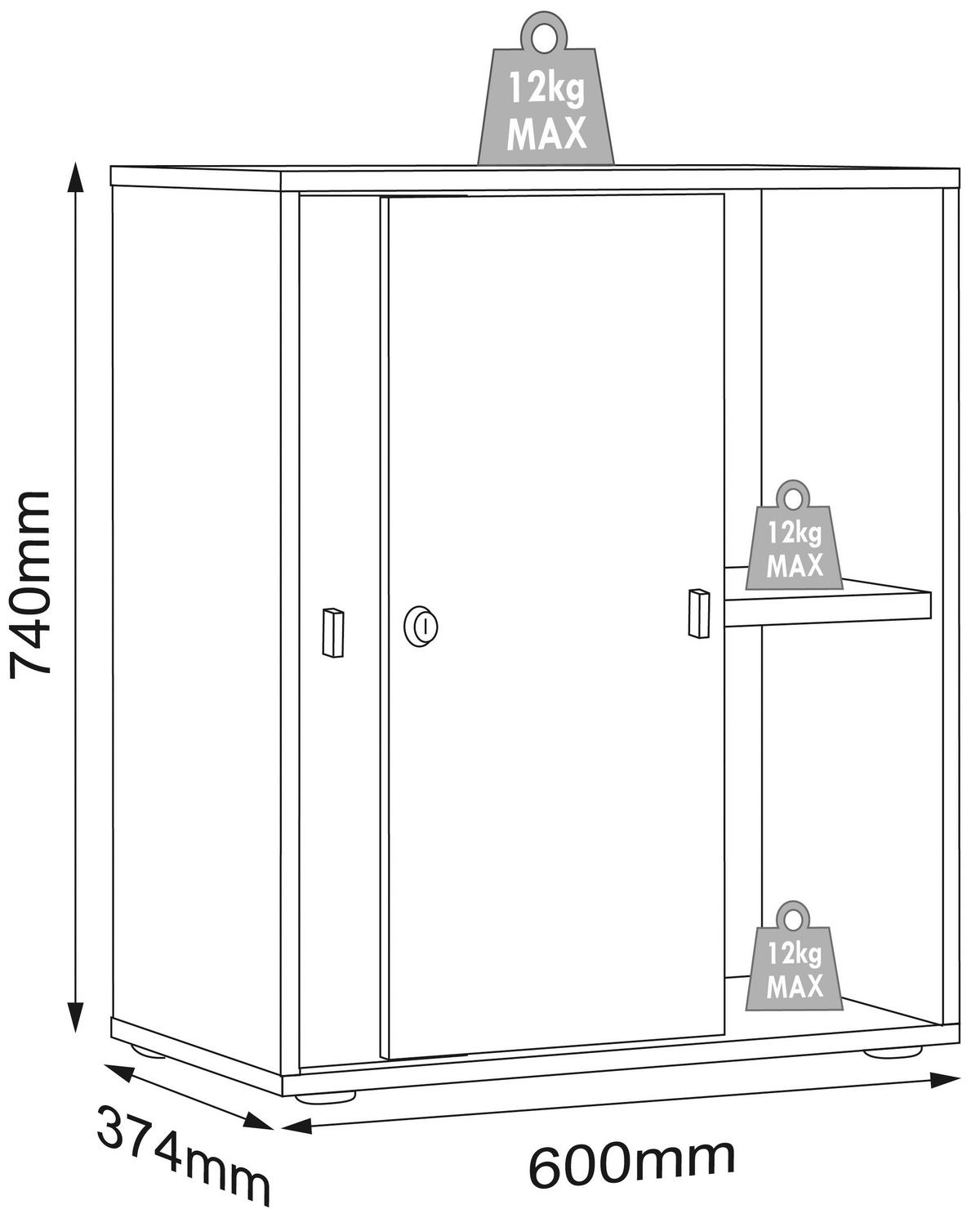 AKTENSCHRANK SALIA B60 - Honigeiche/Weiss, Design, Holzwerkstoff (60/74/33cm) - MID.YOU