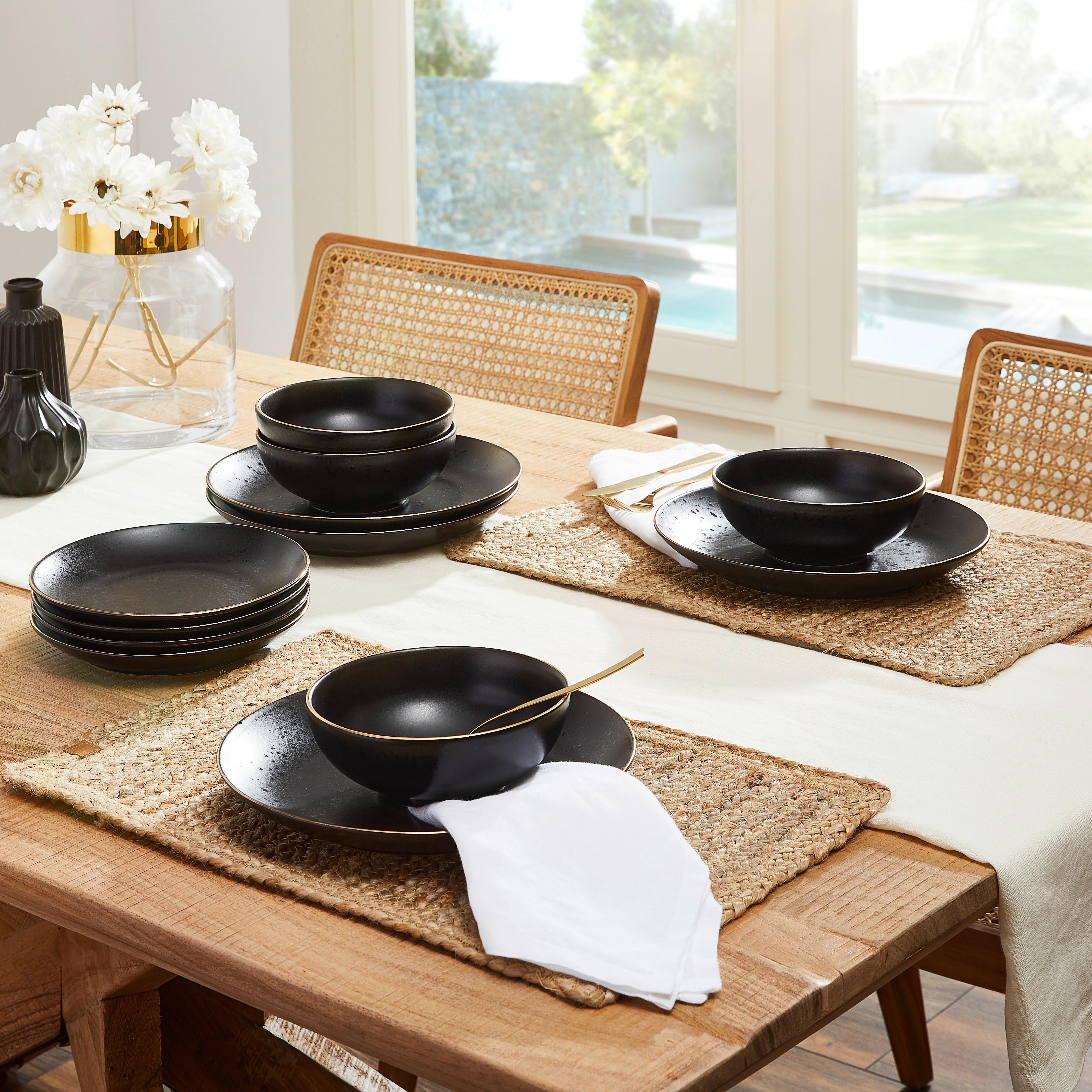 Tafelservice Black in Schwarz, 12-teilig - Schwarz, KONVENTIONELL, Keramik (31/31/38cm) - Creatable