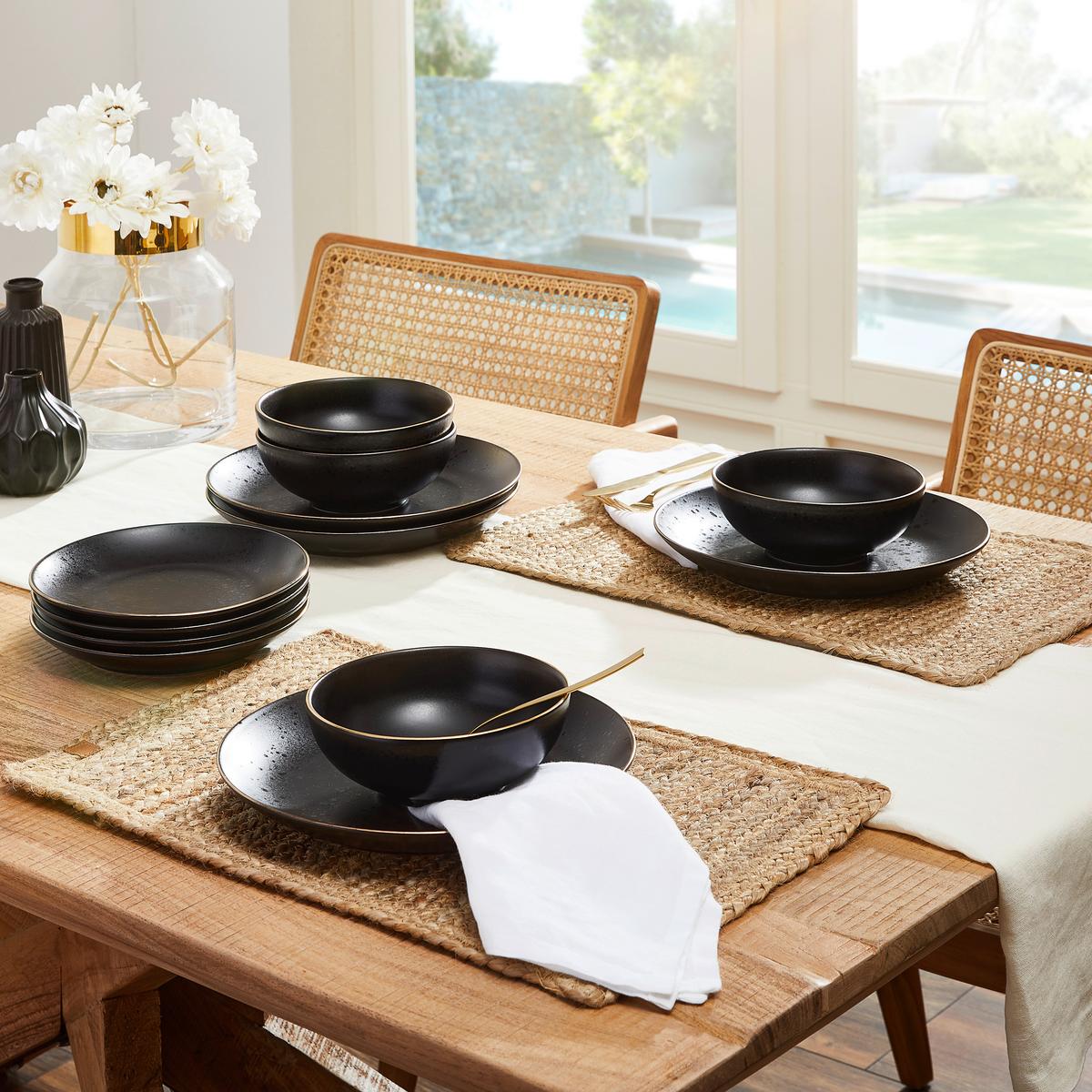 Tafelservice Black in Schwarz, 12-teilig - Schwarz, KONVENTIONELL, Keramik (31/31/38cm) - Creatable