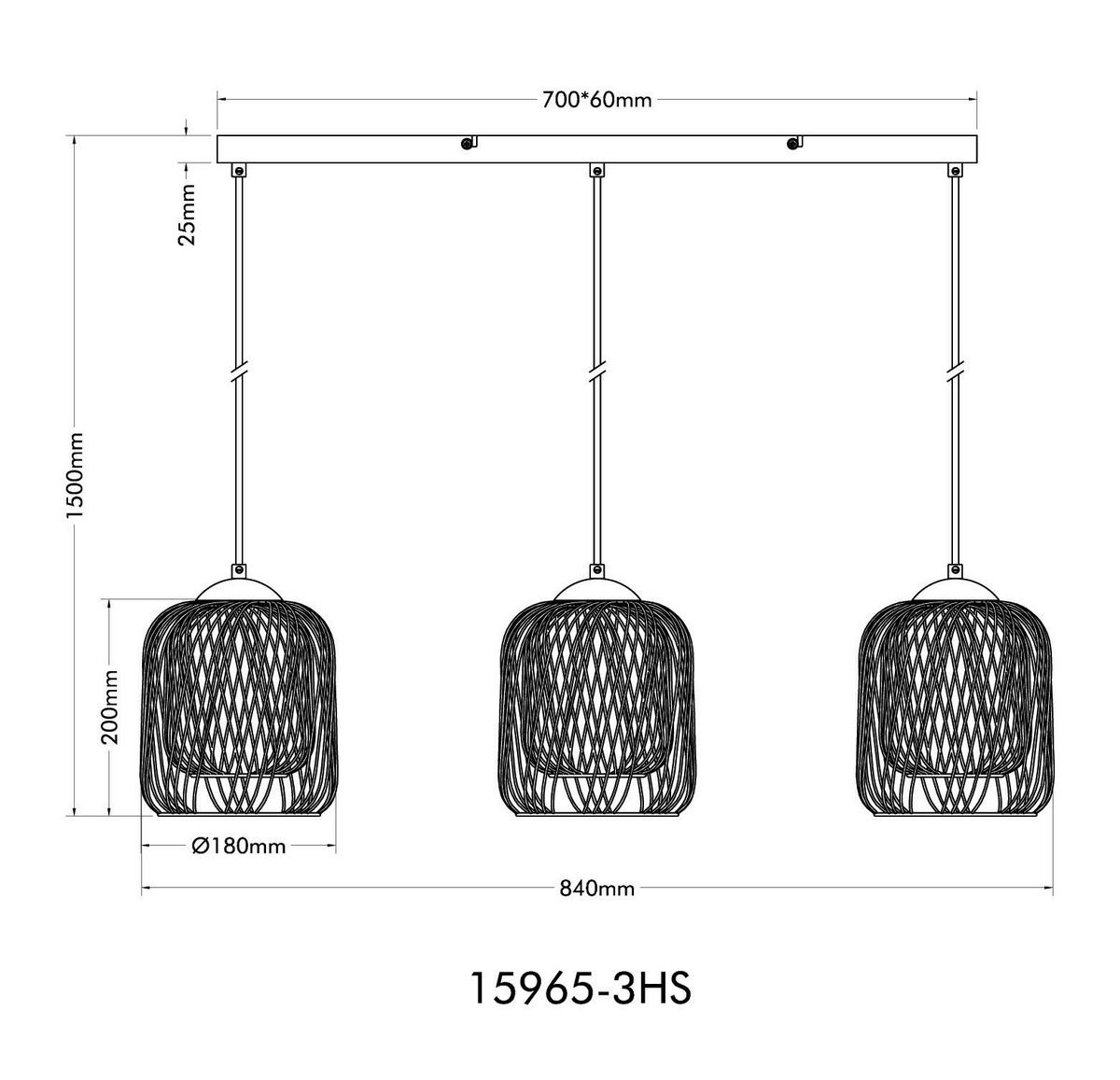 HÄNGELEUCHTE 15965-3HS DICHTI - Goldfarben/Schwarz, Basics, Kunststoff/Metall (84/18/150cm) - Globo