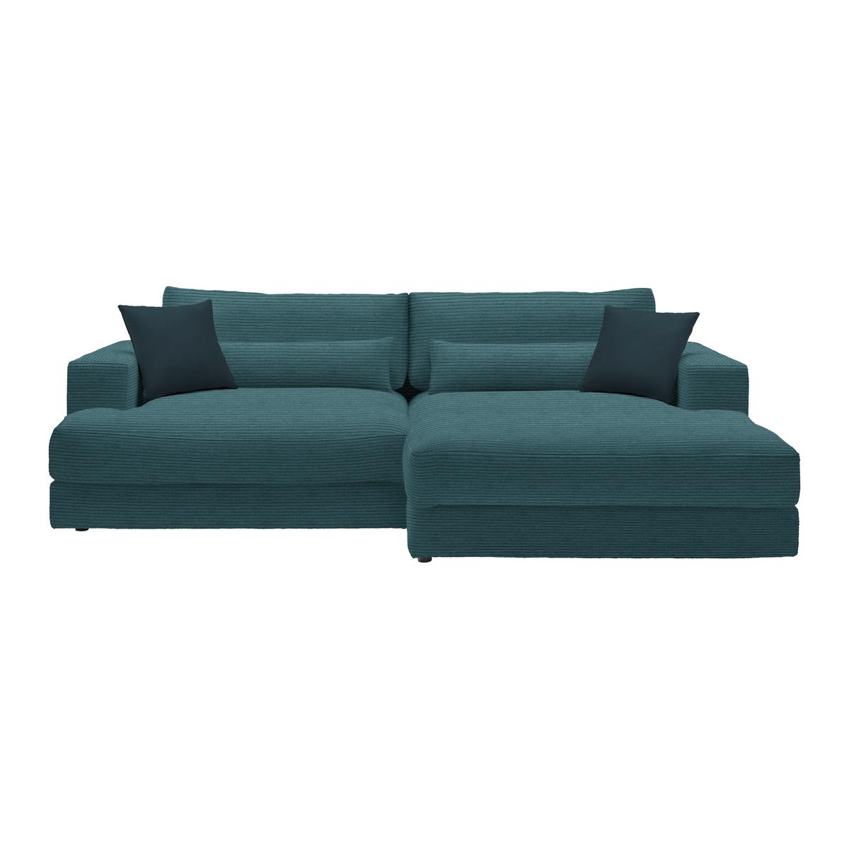 Ecksofa Fabiona rechts Petrol - Petrol/Schwarz, Modern, Holz/Kunststoff (268/85/194cm) - Premium Living