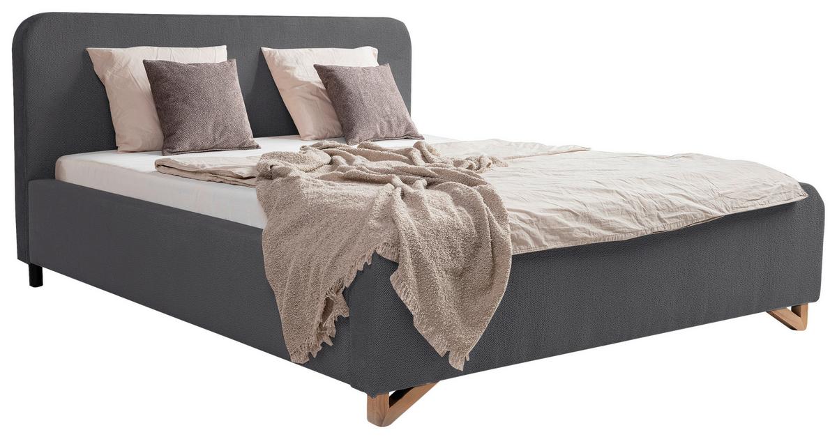 Oblazinjena Postelja Flamingo, Antracit, 180x200cm - svetlo rjava/črna, Moderno, kovina/umetna masa (180/200cm) - MID.YOU