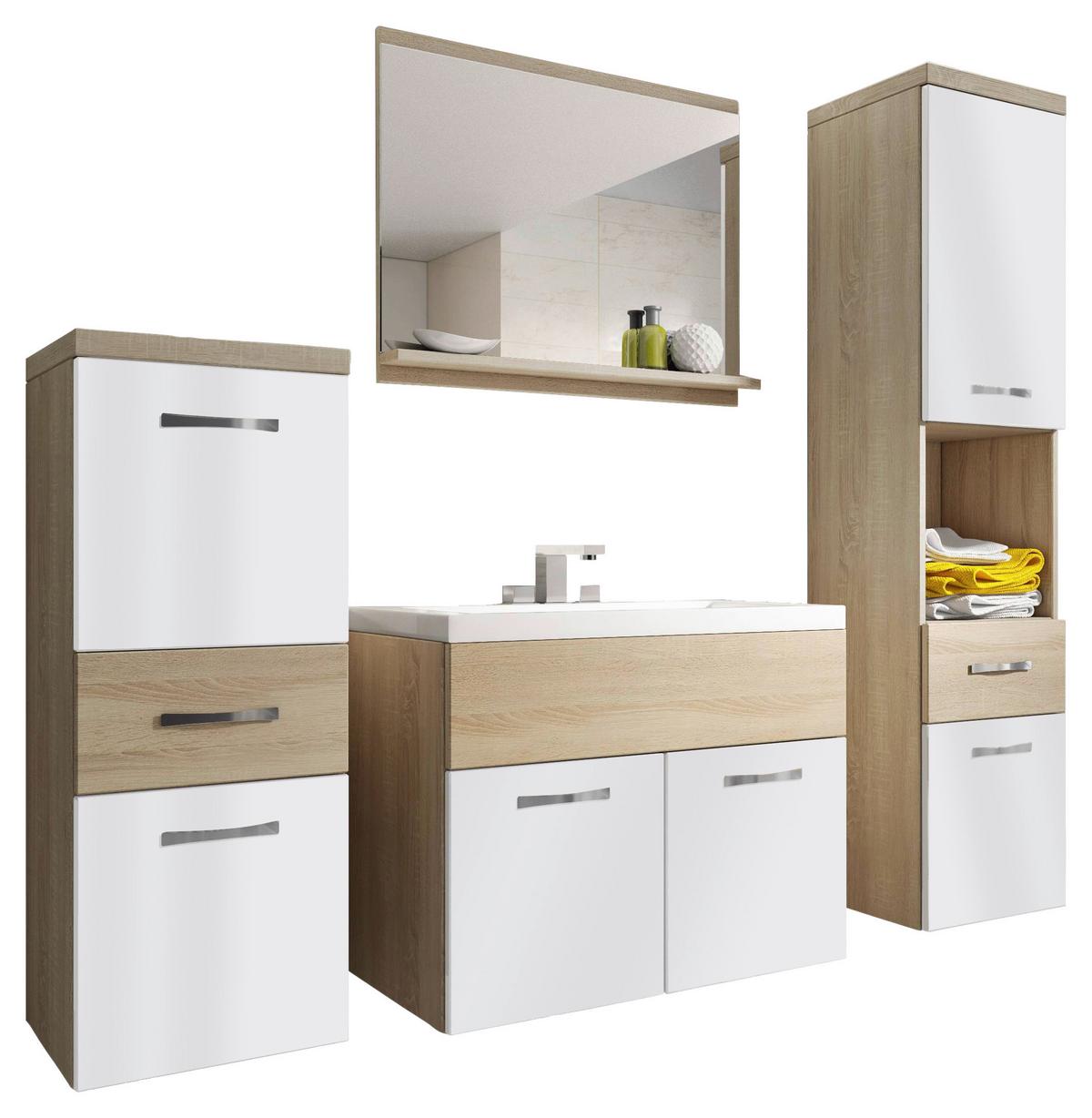 Kopalnica Alba, Barva Hrasta, Bela, 5-Delna - barve hrasta/bela, Trendi, kovina/leseni material (120cm) - P & B
