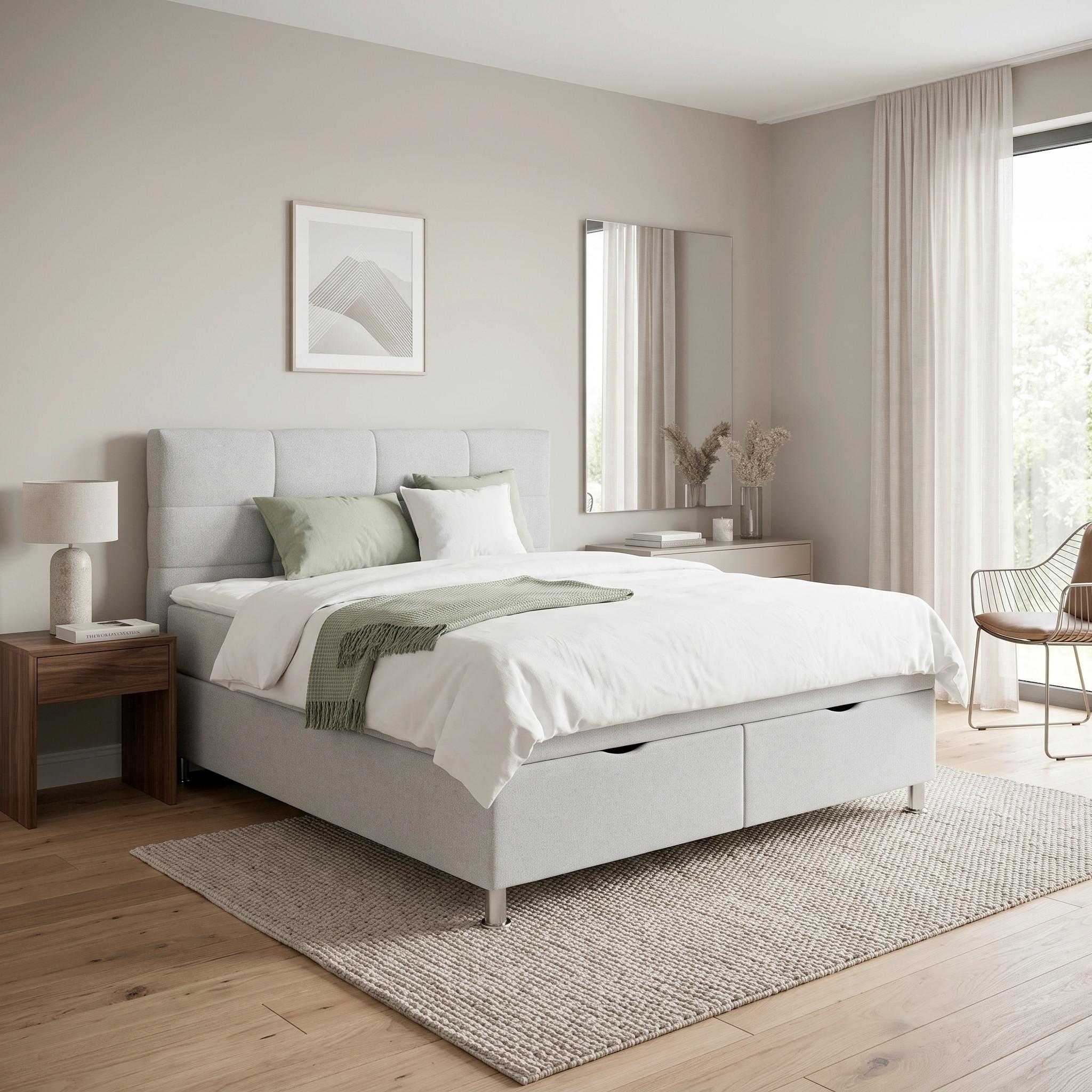 Pat box Oviedo - gri deschis, Konventionell, metal/textil (160/200cm) - Mömax
