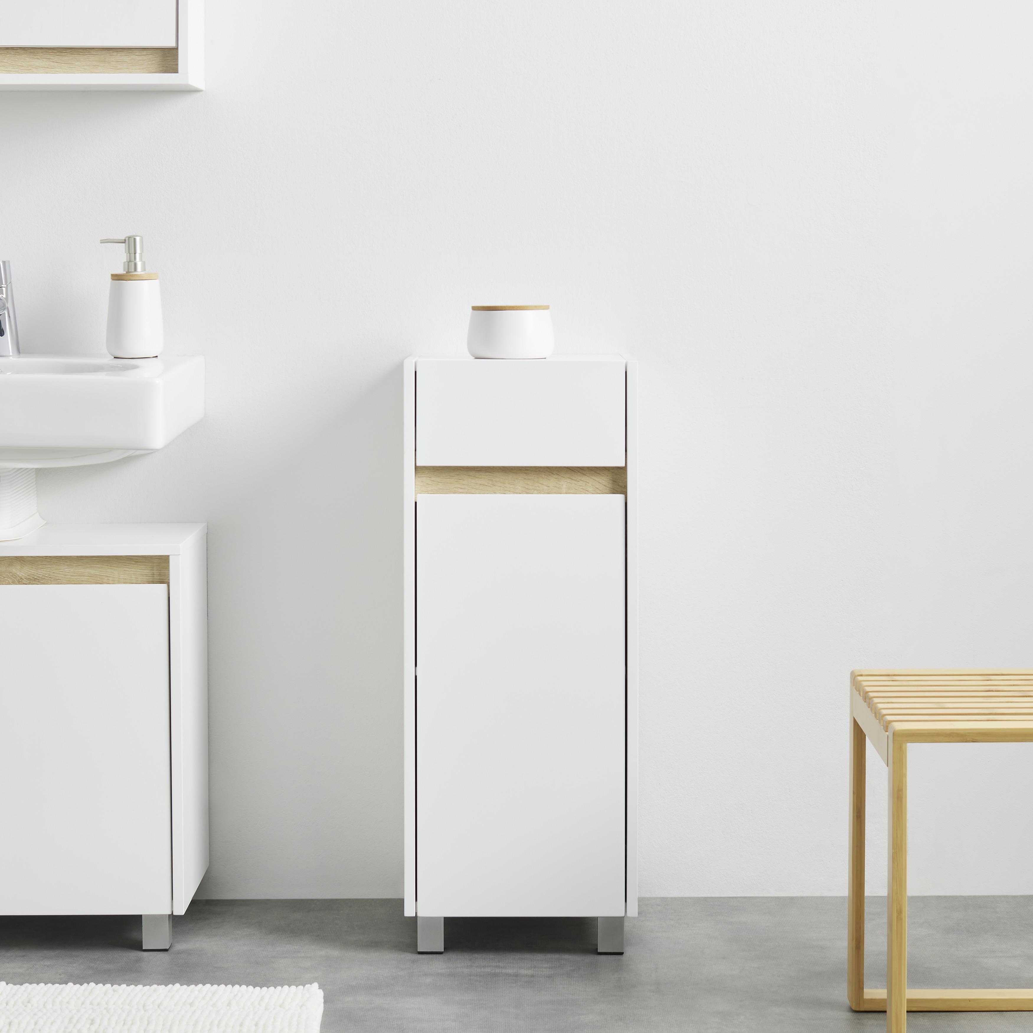 Unterschrank "Massimo", weiß - Silberfarben/Weiß, MODERN, Kunststoff (33/85/30cm) - Bessagi Home