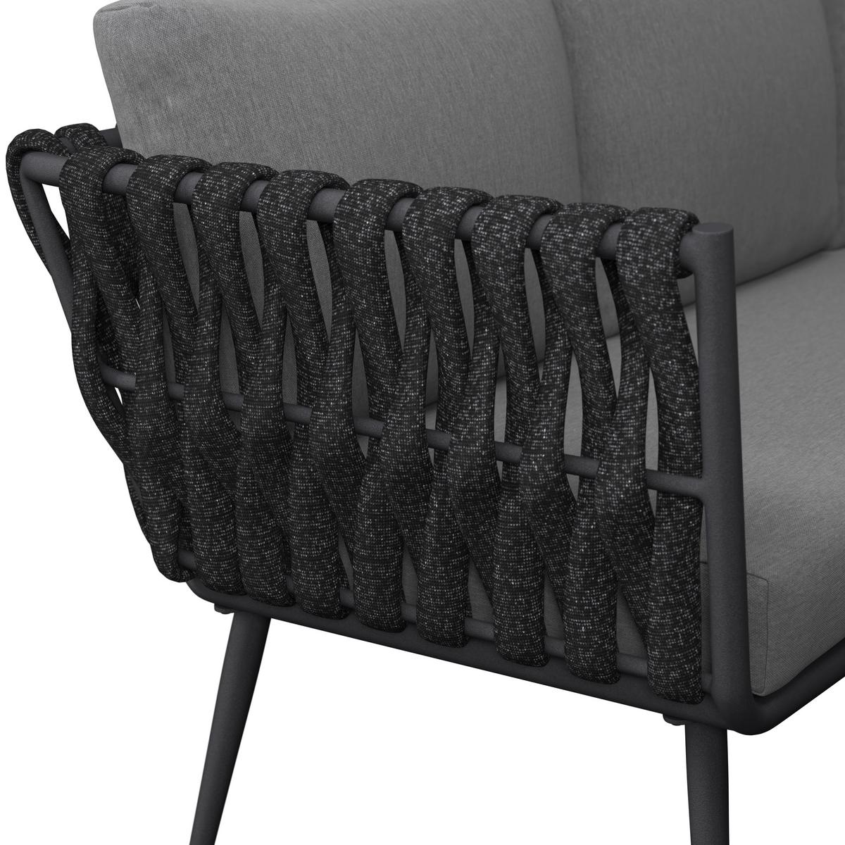 Dining-Loungeset Mila Dunkelgr Outdoorstoff/Metall - Dunkelgrau, MODERN, Kunststoff/Textil - Bessagi Garden