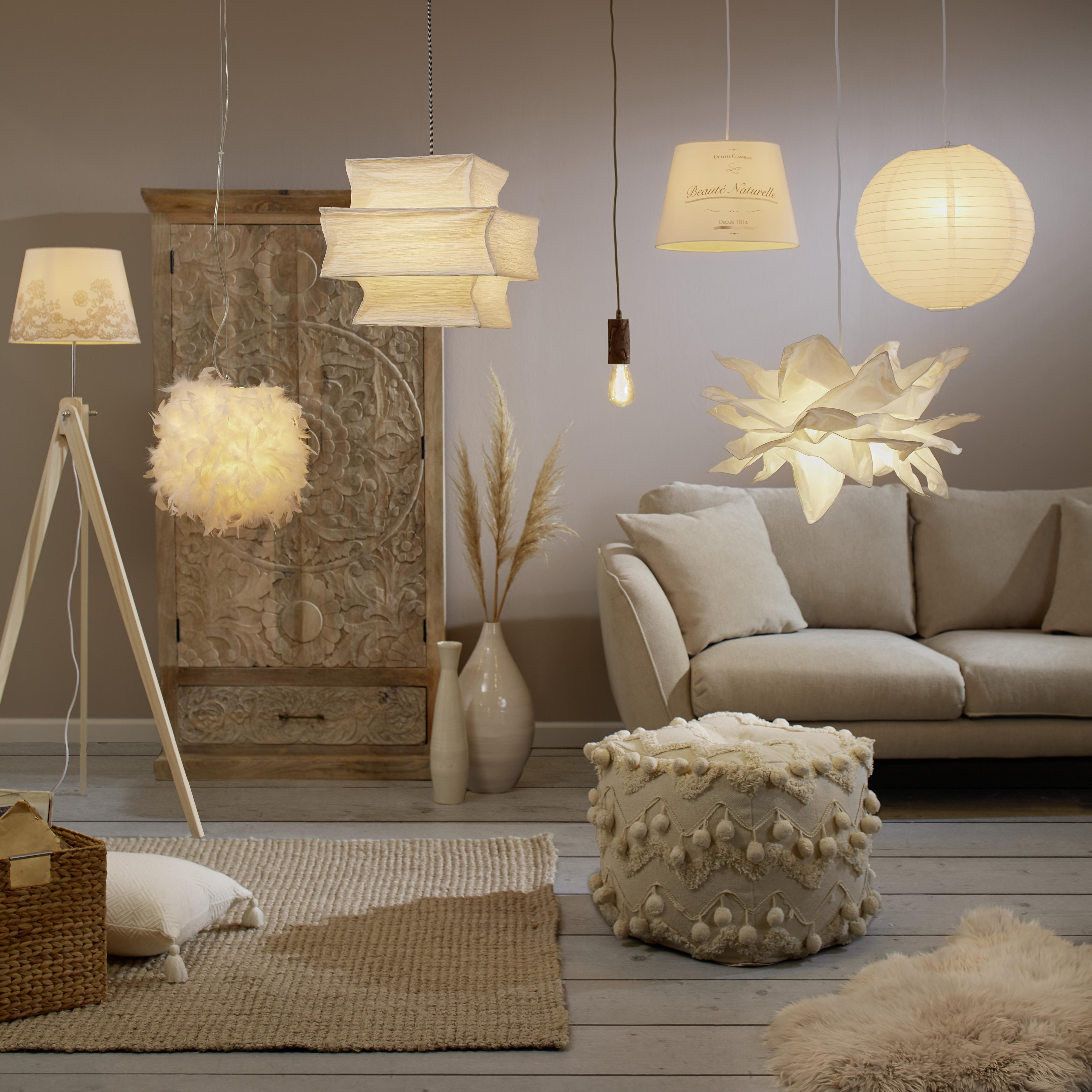 Leuchtenfuß Wood in Naturfarben max. 60 Watt - Chromfarben/Naturfarben, Holz/Metall (70/125cm) - Modern Living