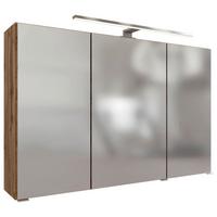 Spiegelschrank Pienza mit LED 3-türig ca. 100x64 cm Eiche - Chromfarben/Eiche Wotan, MODERN, Holzwerkstoff/Metall (100/64/20cm) - Held