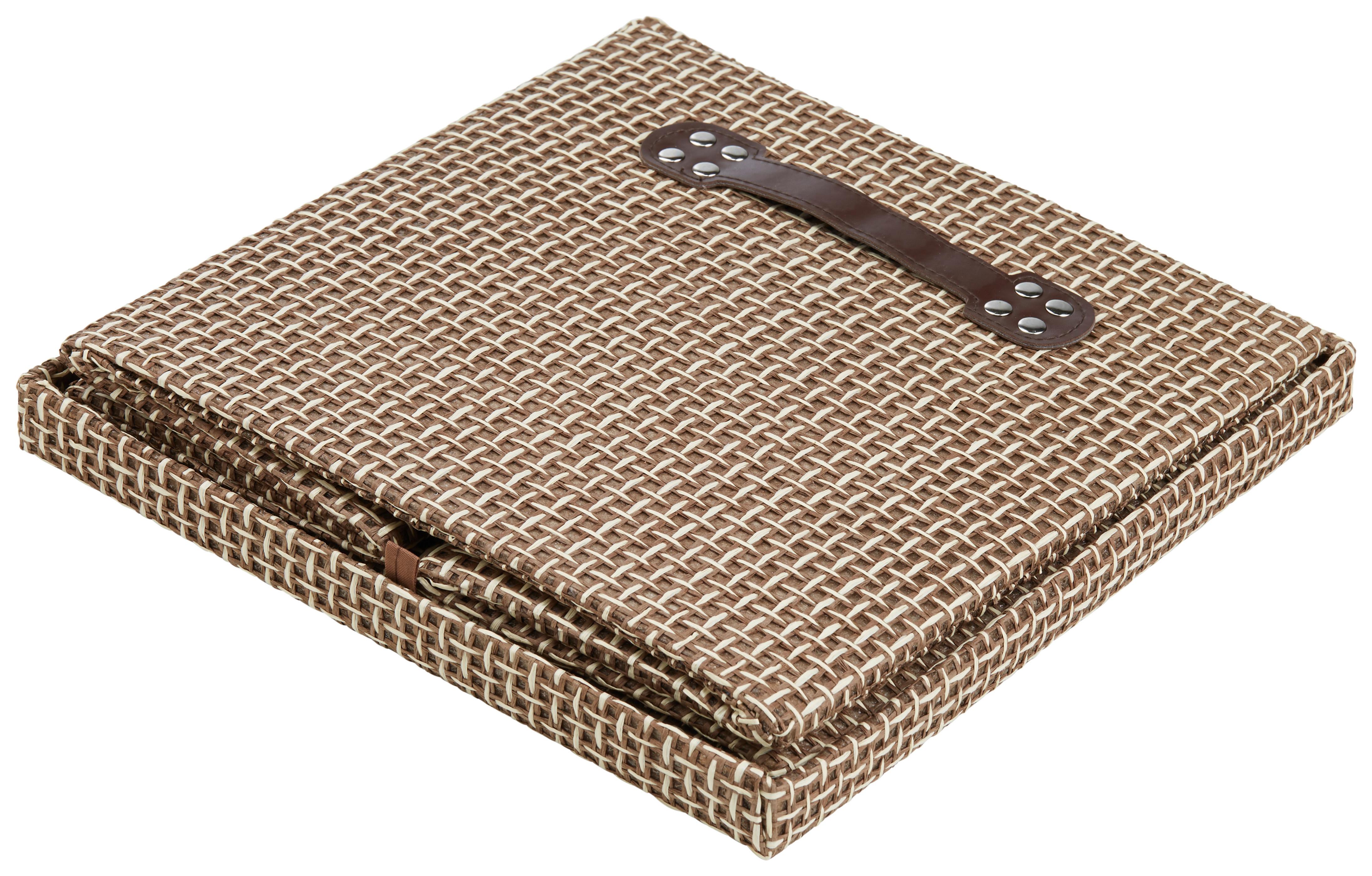 LÅDA MED LOCK FOLDABLE - brun/ljusbrun, papper/textil (29,5/28/30cm) - Mömax