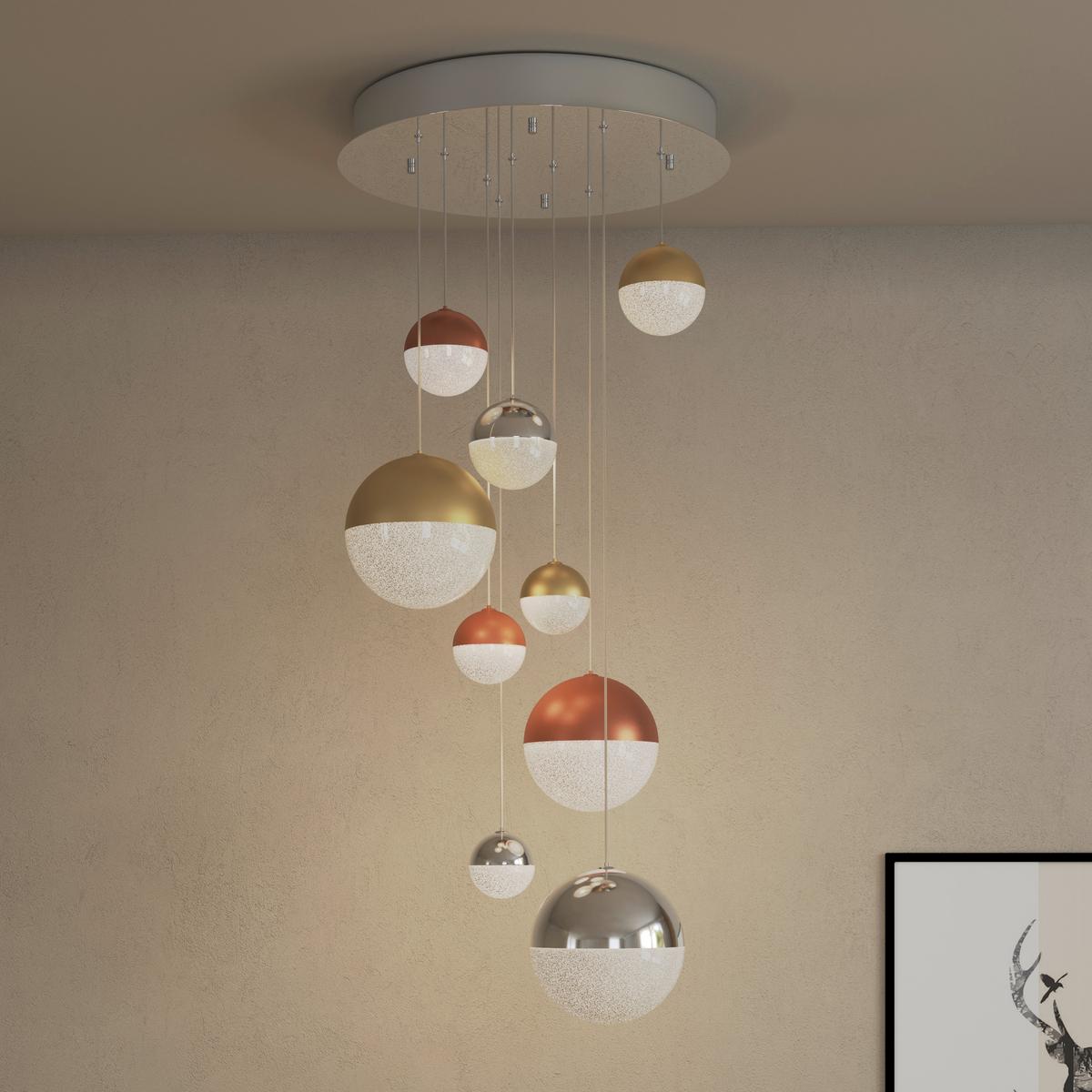 LAMPA WISZĄCA LED STAFFORD *DK* - kolor mosiężny/kolor chromowy, Basics, metal (50/150cm) - Dieter Knoll