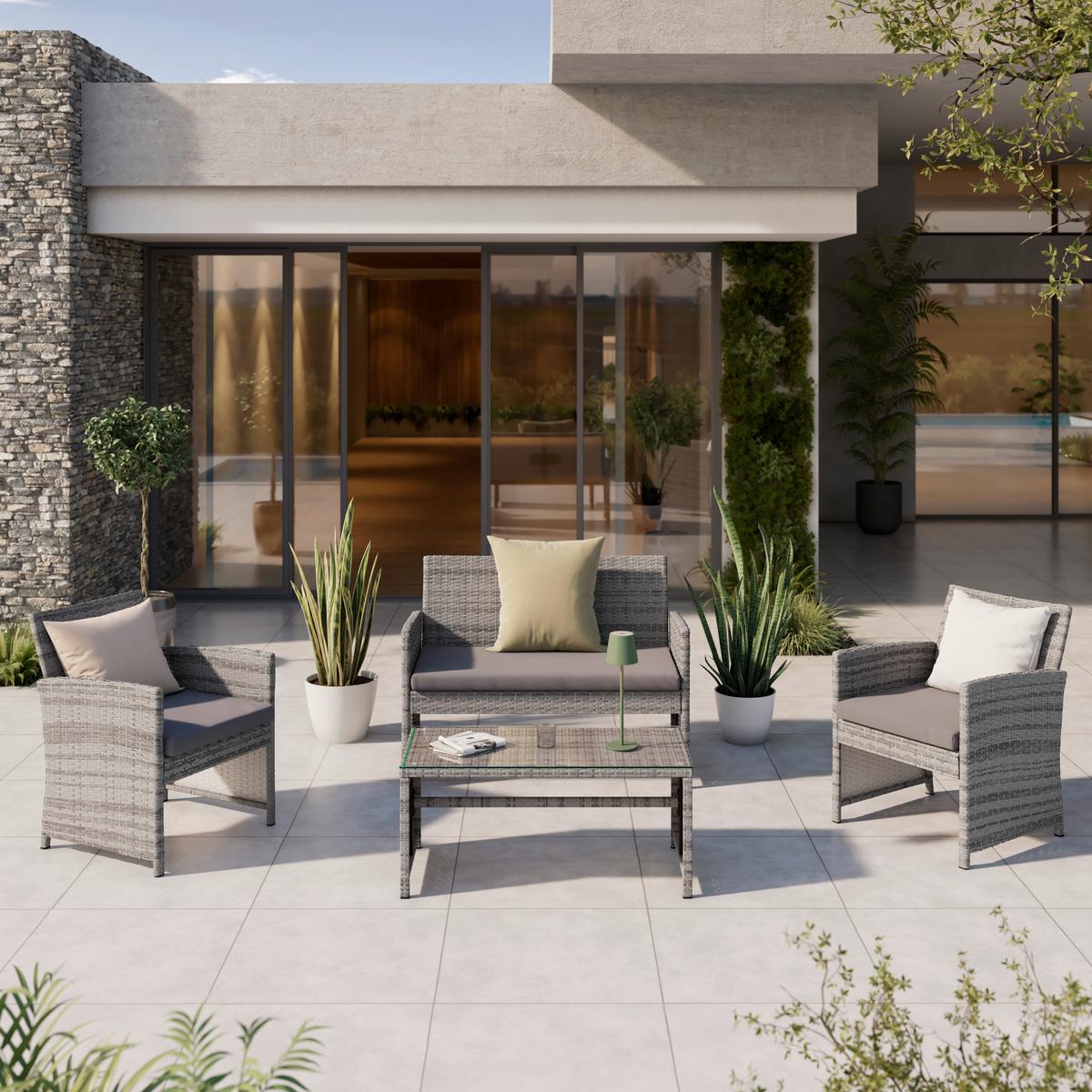 Kerti Garnitúra Michelle - világosszürke/antracit, Basics, műanyag/textil