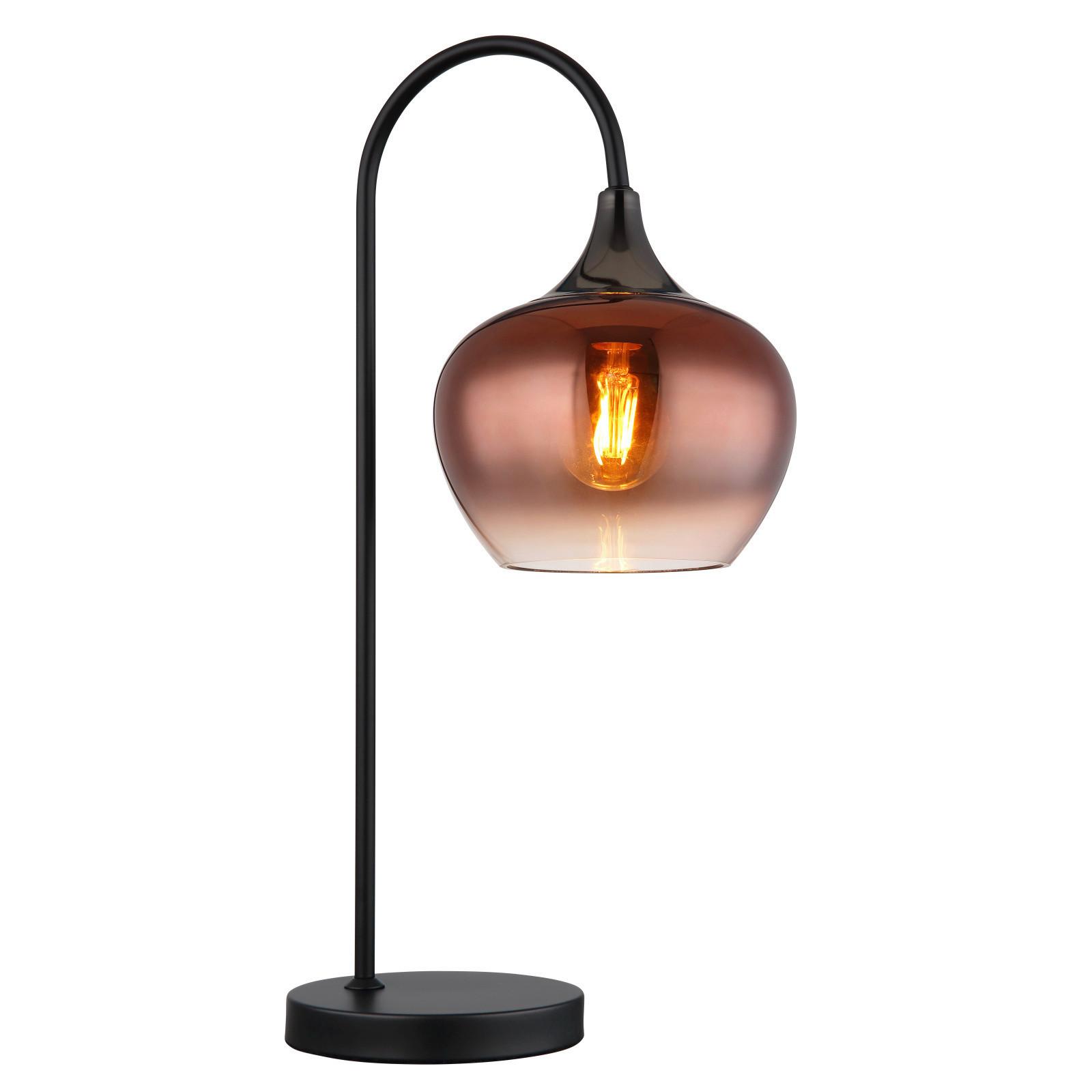 Asztali Lámpa 15548tg - fekete/rézszínű, Design, üveg/fém (27,5/16/54cm) - Globo