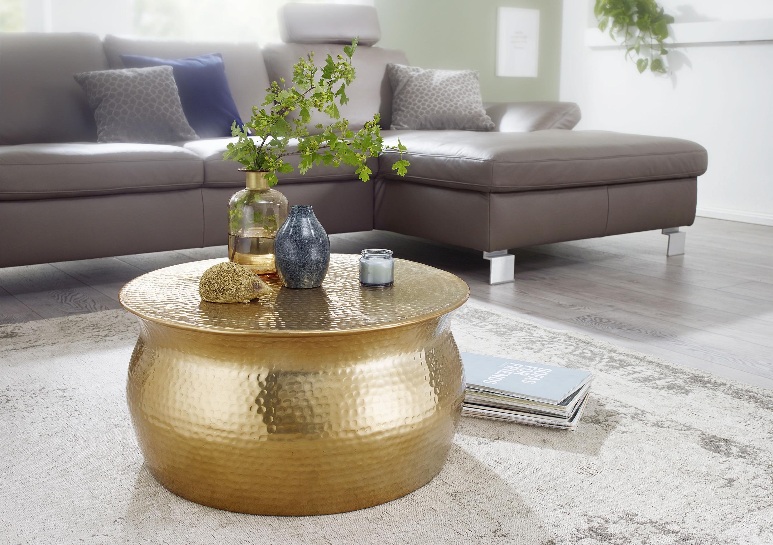 Couchtisch Karam Ø ca. 60 cm Alu Gold - Goldfarben, LIFESTYLE, Metall (60/60/30,5cm) - MID.YOU