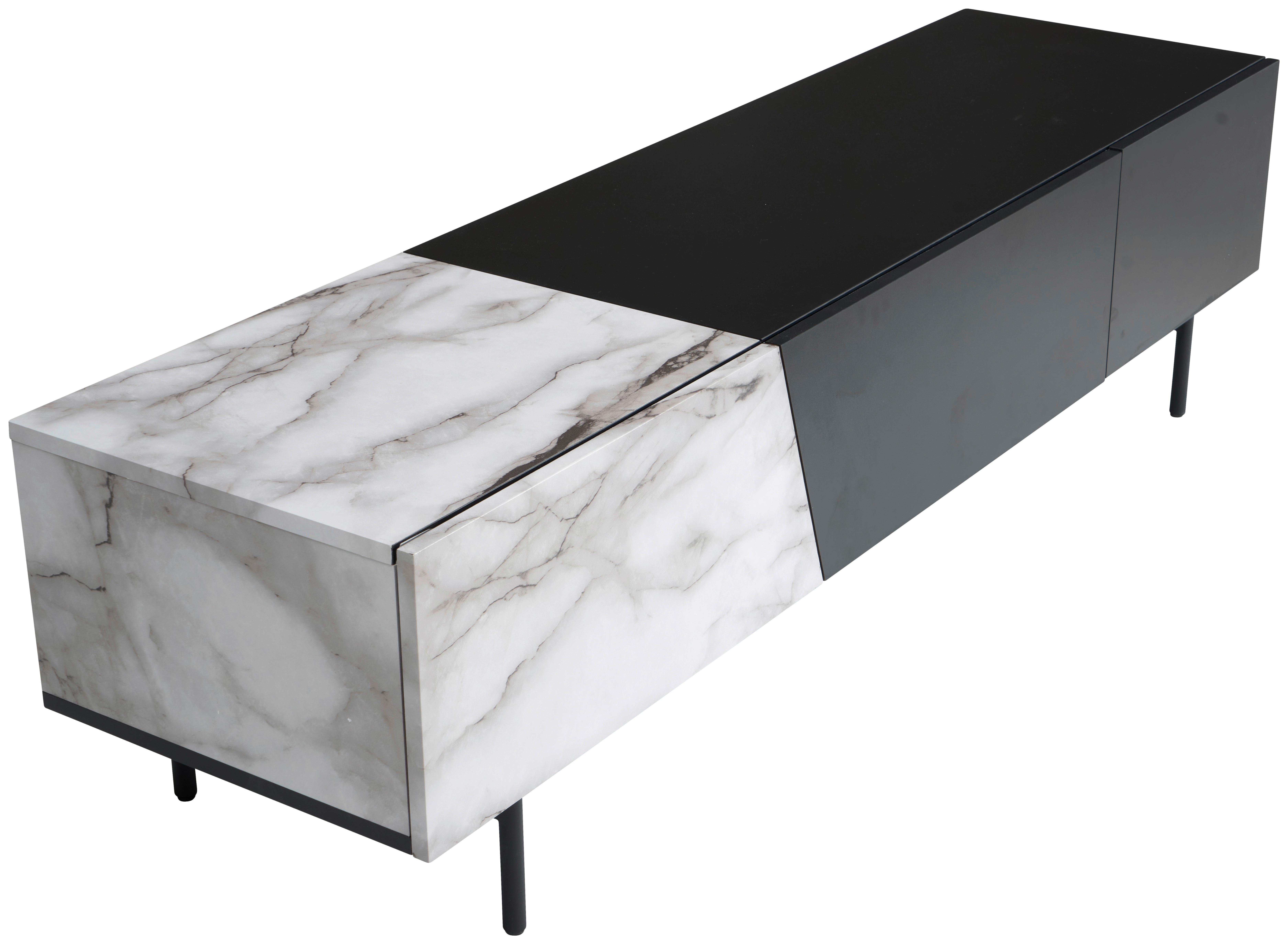 LOWBOARD WL6.816 - Weiss/Schwarz, Design, Holzwerkstoff/Metall (150/40/40cm) - Livetastic