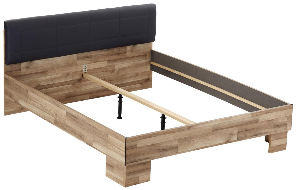 Krevet James - boje grafita/boje hrasta, Konvencionalno, drvni materijal/tekstil (180/200cm) - Premium Living