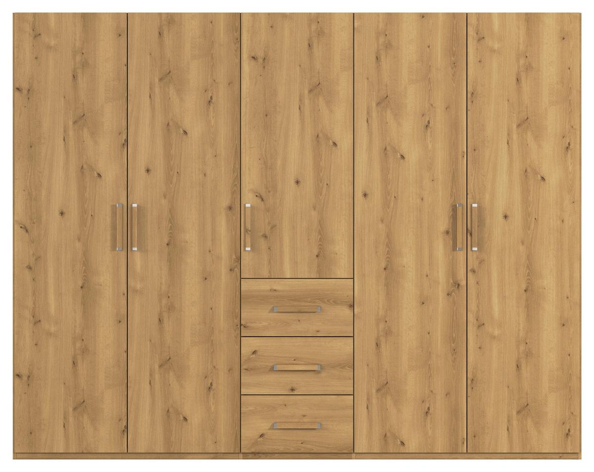Omara S Klasičnimi Vrati Evelyn, Barva Hrasta - barve hrasta, Design, umetna masa/leseni material (251/197/60cm) - Novel