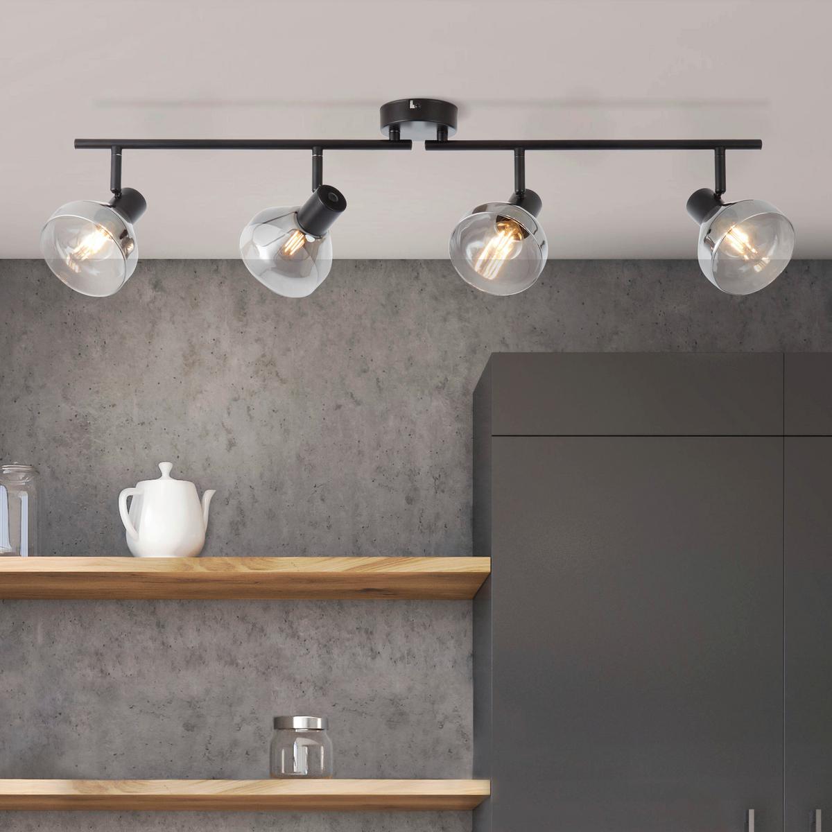Deckenleuchte Reflekt Schwarz max.  18 Watt - Schwarz, Design, Glas/Metall (19,5/89/20cm) - Brilliant