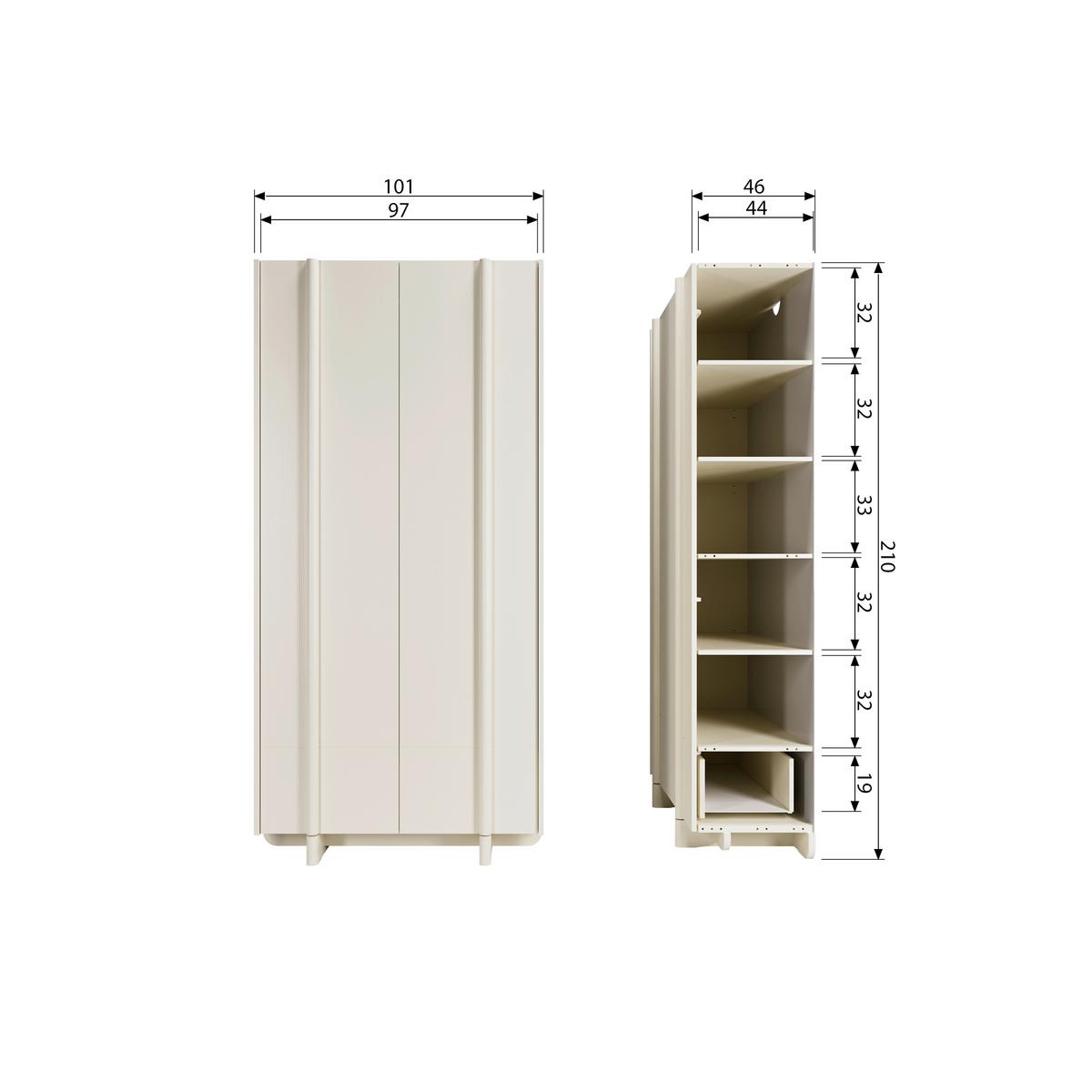 Garderobenschrank Basu Grauweiß B: 101 cm - Grauweiß, Design, Holz (101/210/46cm) - Livetastic