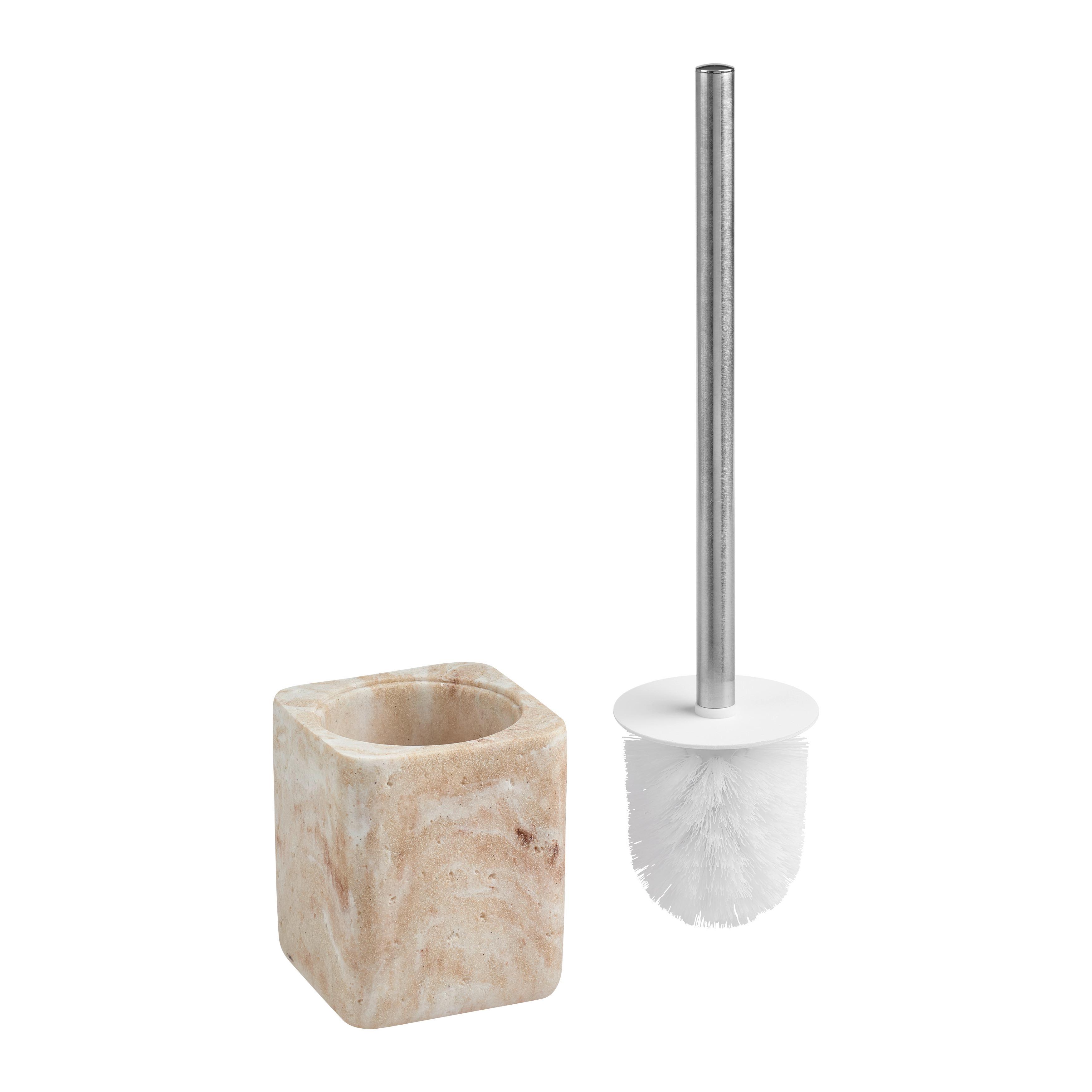 Garnitură perie WC Lux - culoare inox/nisipiu, Modern, plastic/metal (10/10/38cm) - Mömax