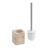 Garnitură perie WC Lux - culoare inox/nisipiu, Modern, plastic/metal (10/10/38cm) - Mömax