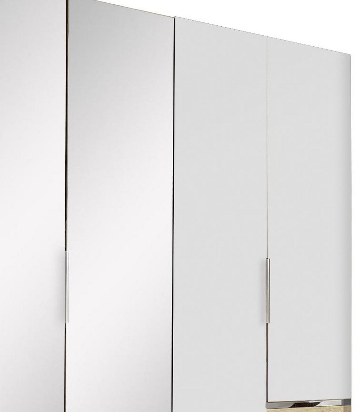 Drehtürenschrank Level 36A mit Spiegel ca. 300 cm Weiß/Eiche - Chromfarben/Eichefarben, MODERN, Glas/Holzwerkstoff (300/216/58cm) - MID.YOU