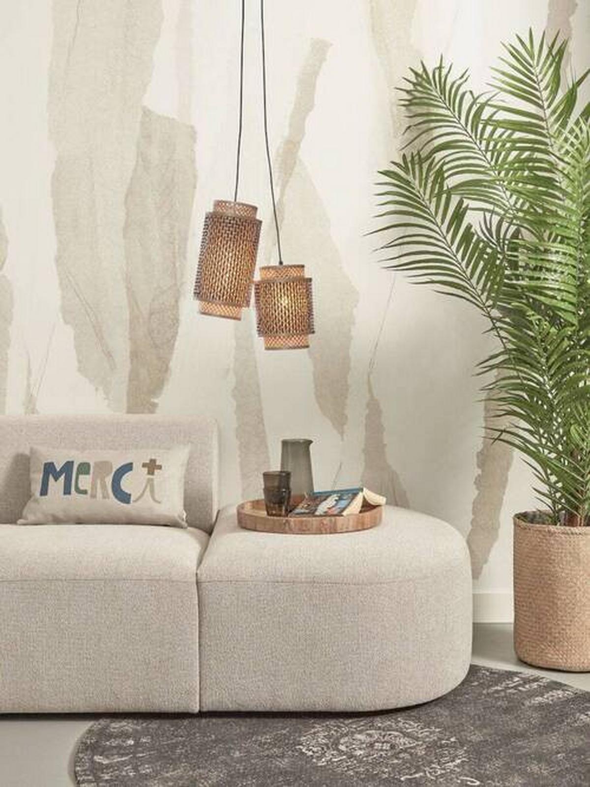 Viseča Svetilka Bhutan, Črna, Bambus - črna/naravne barve, Trend, les (38/18/45cm) - Good & Mojo