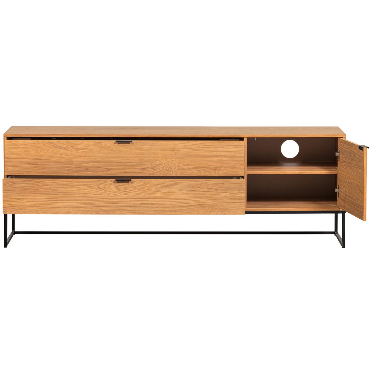 Lowboard Silas Eichefarben B: 180cm - Eichefarben/Schwarz, Design, Holz/Metall (180/61/44cm) - Livetastic