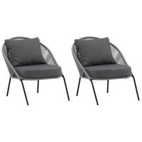 Loungesessel Lindos Grau, Schwarz - Schwarz/Grau, KONVENTIONELL, Kunststoff/Metall (73/78/85cm) - Gardenson